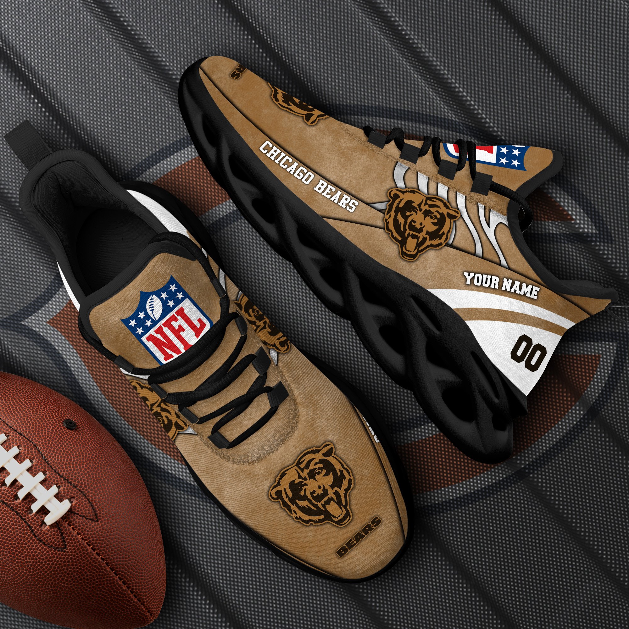 Chicago Bears Black Max Soul Shoes 2025 Versions Custom Your Name And Number 264