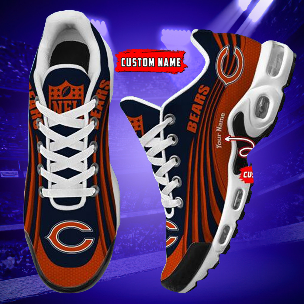 Chicago Bears Personalized Name Team Colors Wave Lines TN Air Max Shoes Air Cushion Sneakers