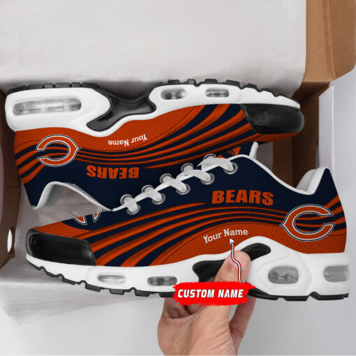 Chicago Bears Personalized Name Team Colors Wave Lines TN Air Max Shoes Air Cushion Sneakers