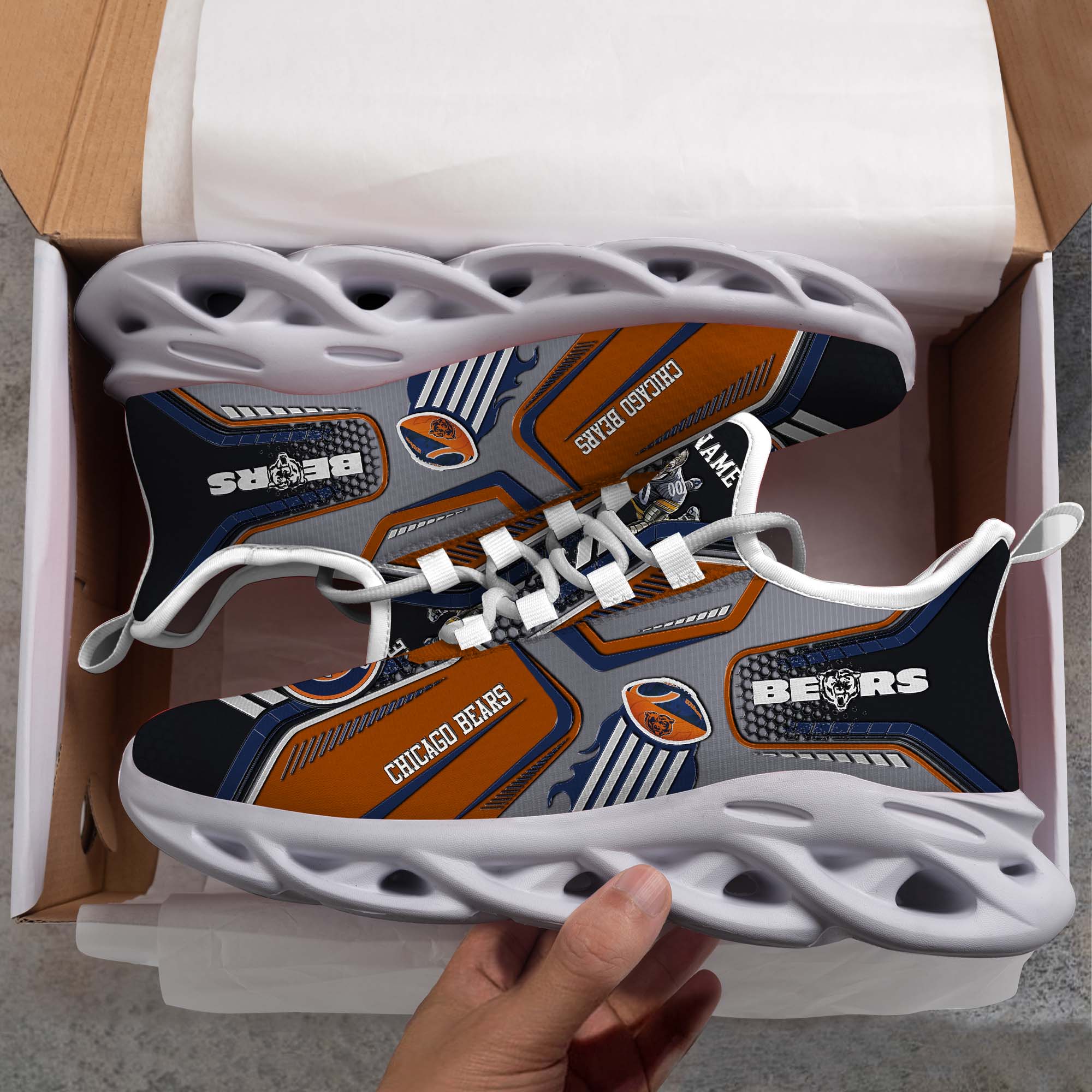 Chicago Bears White C Sneakers 2025 Version Personalized Your Name, Sport Sneakers , Sport Gifts PH605