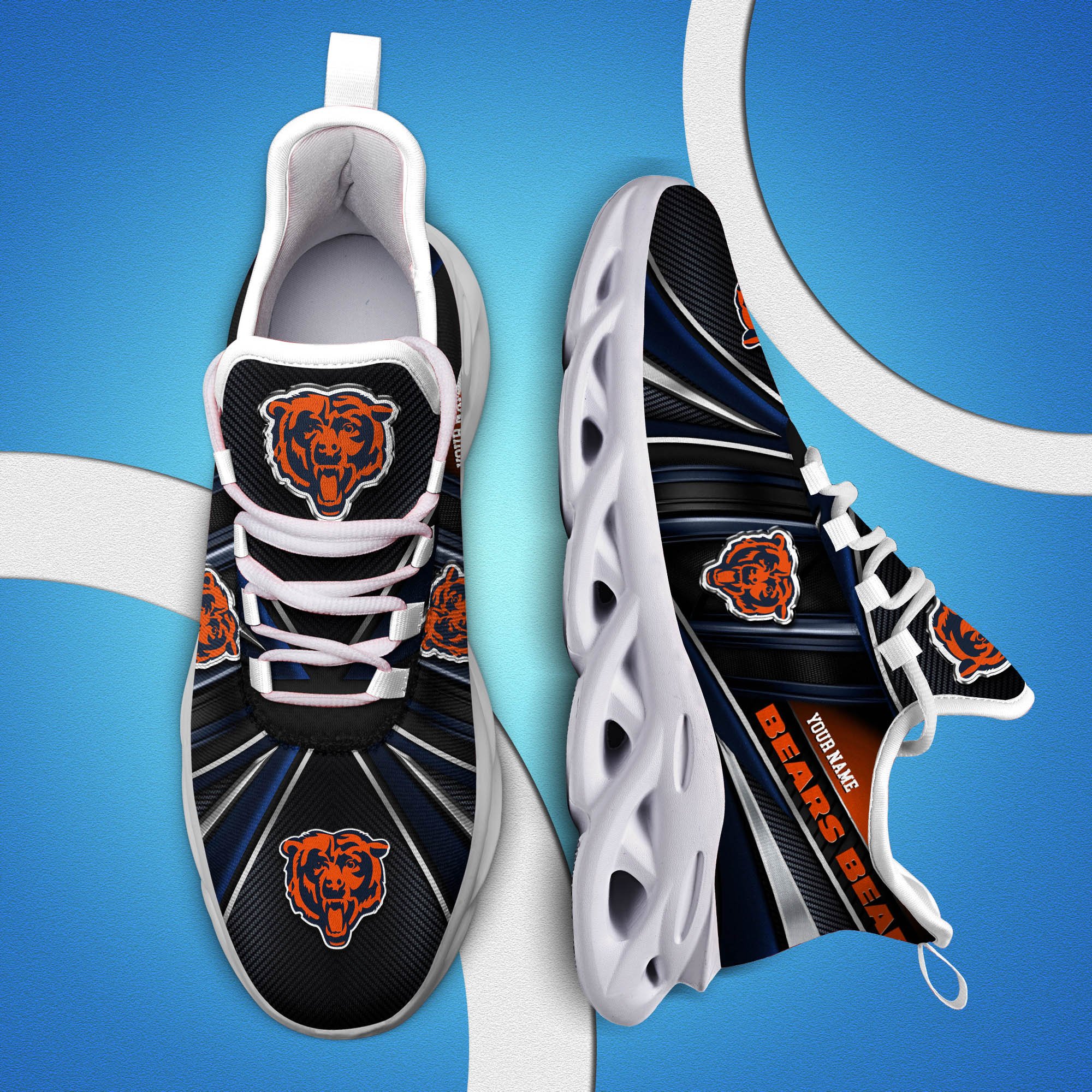 Chicago Bears White C Sneakers 2025 Version Personalized Your Name, Sport Team Sneakers, Sport Gifts PH892