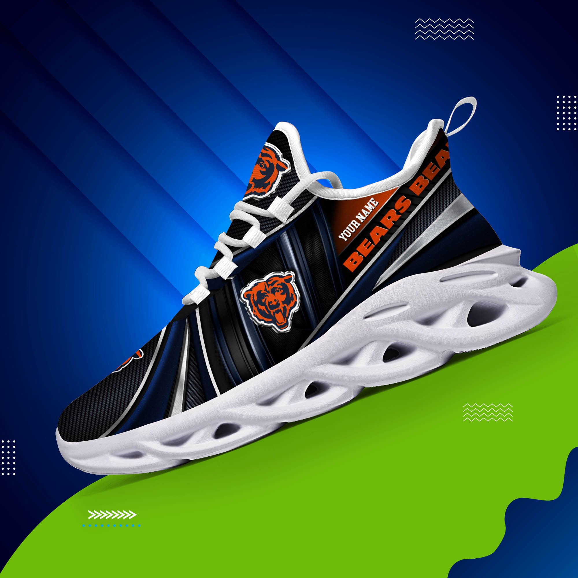 Chicago Bears White C Sneakers 2025 Version Personalized Your Name, Sport Team Sneakers, Sport Gifts PH892