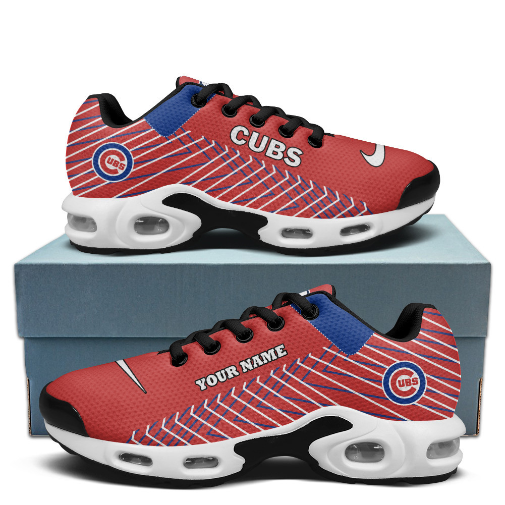Chicago Cubs Personalized Name Team Colors Jagged Lines TN Air Max Shoes Air Cushion Sneakers