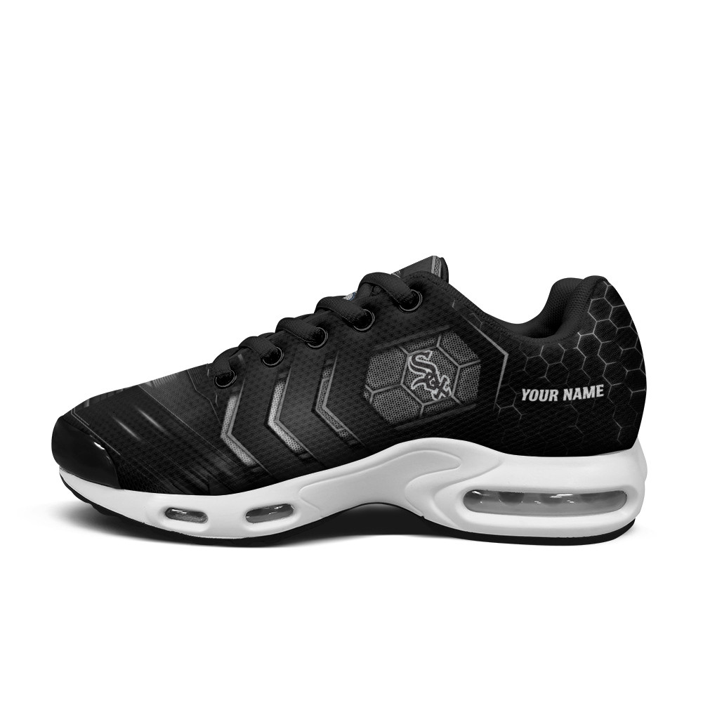 Chicago White Sox Personalized Name Team Colors Arrow Line Beehive Pattern TN Air Max Shoes Air Cushion Sneakers