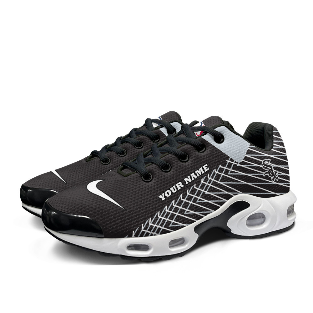 Chicago White Sox Personalized Name Team Colors Jagged Lines TN Air Max Shoes Air Cushion Sneakers