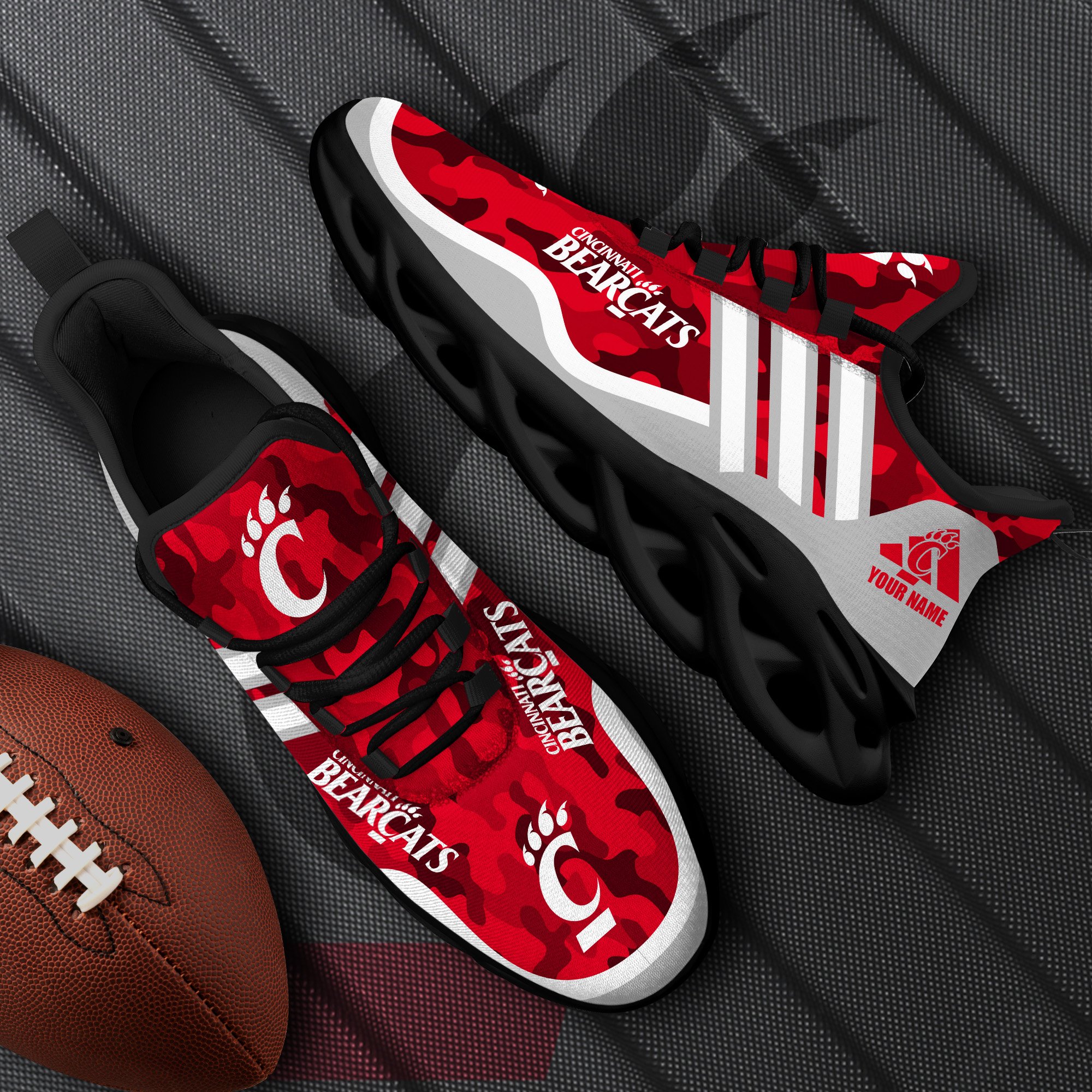 Cincinnati Bearcats Black Max Soul Shoes 2025 Versions Custom Name 466