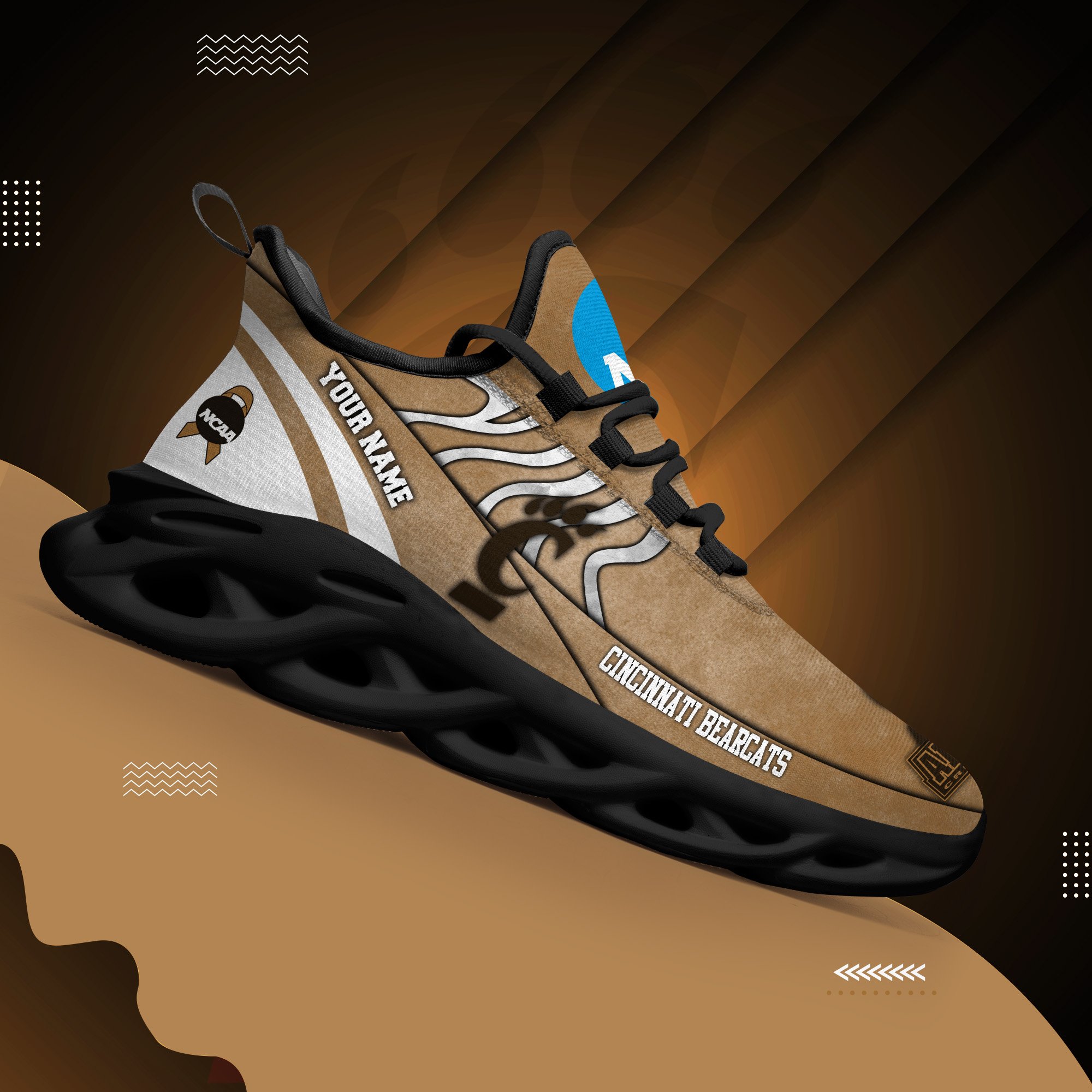 Cincinnati Bearcats Black Max Soul Shoes 2025 Versions Custom Your Name And Number 312