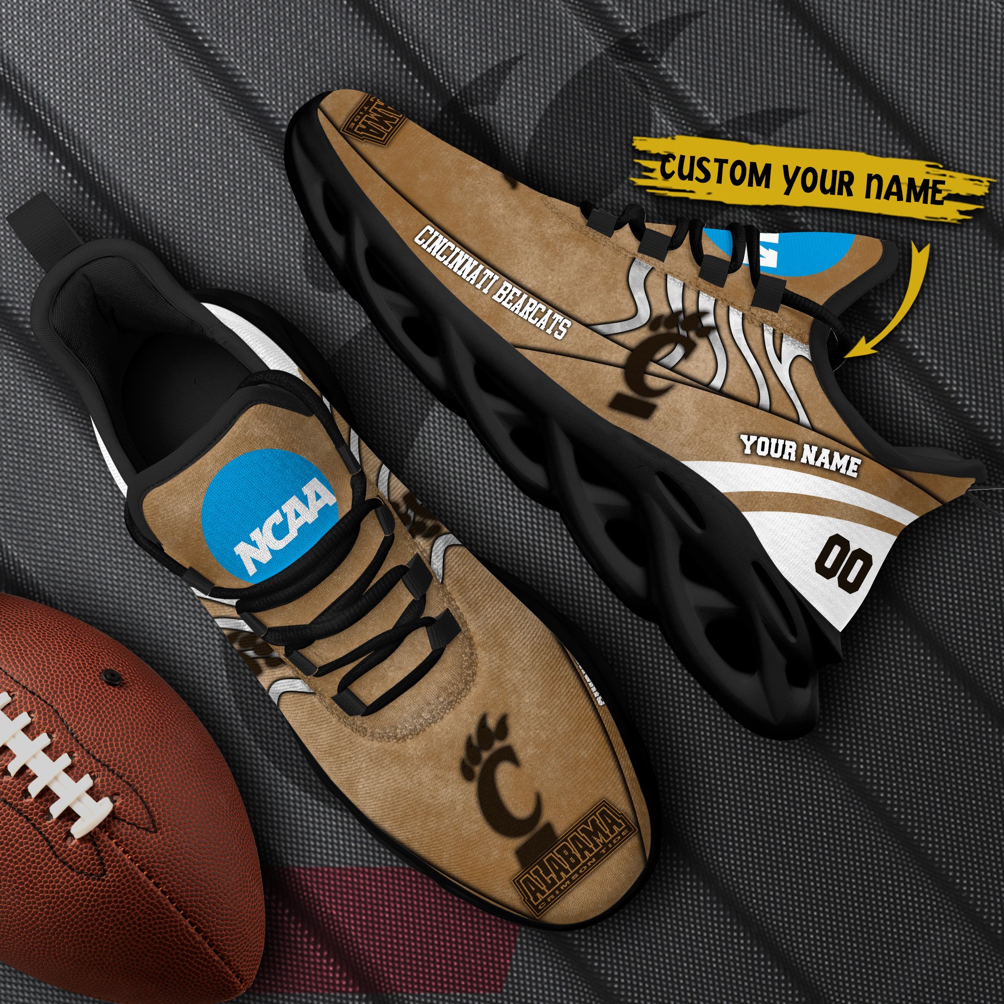 Cincinnati Bearcats Black Max Soul Shoes 2025 Versions Custom Your Name And Number 312