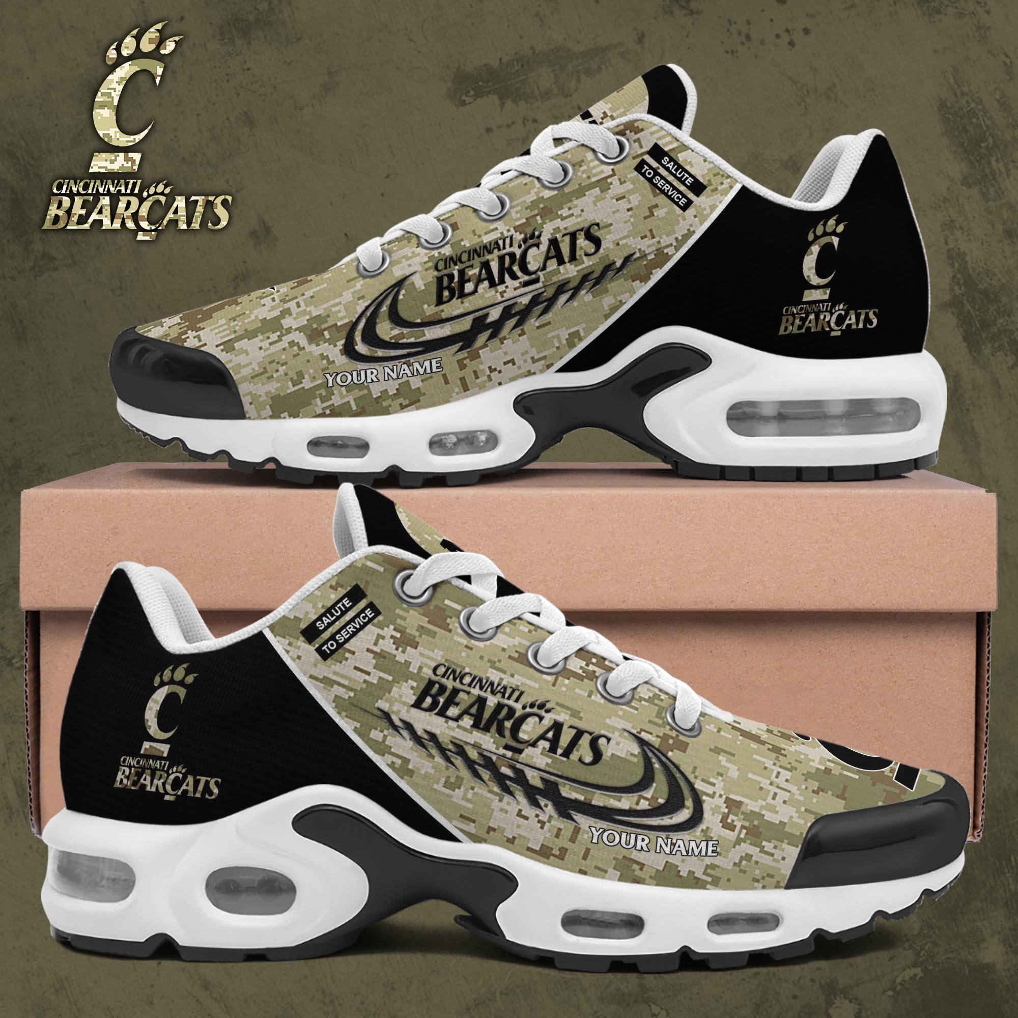 Cincinnati Bearcats TN Shoes 2025 Version Custom Name, Camouflage Shoes, Gifts For Football Lovers
