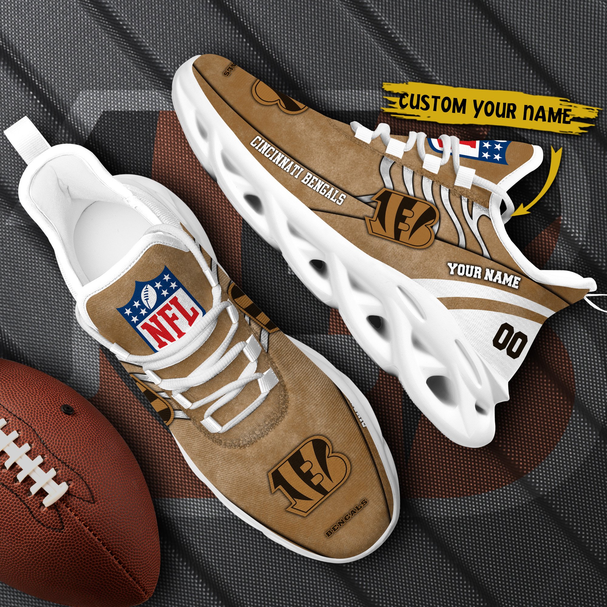 Cincinnati Bengals Black Max Soul Shoes 2025 Versions Custom Your Name And Number 264