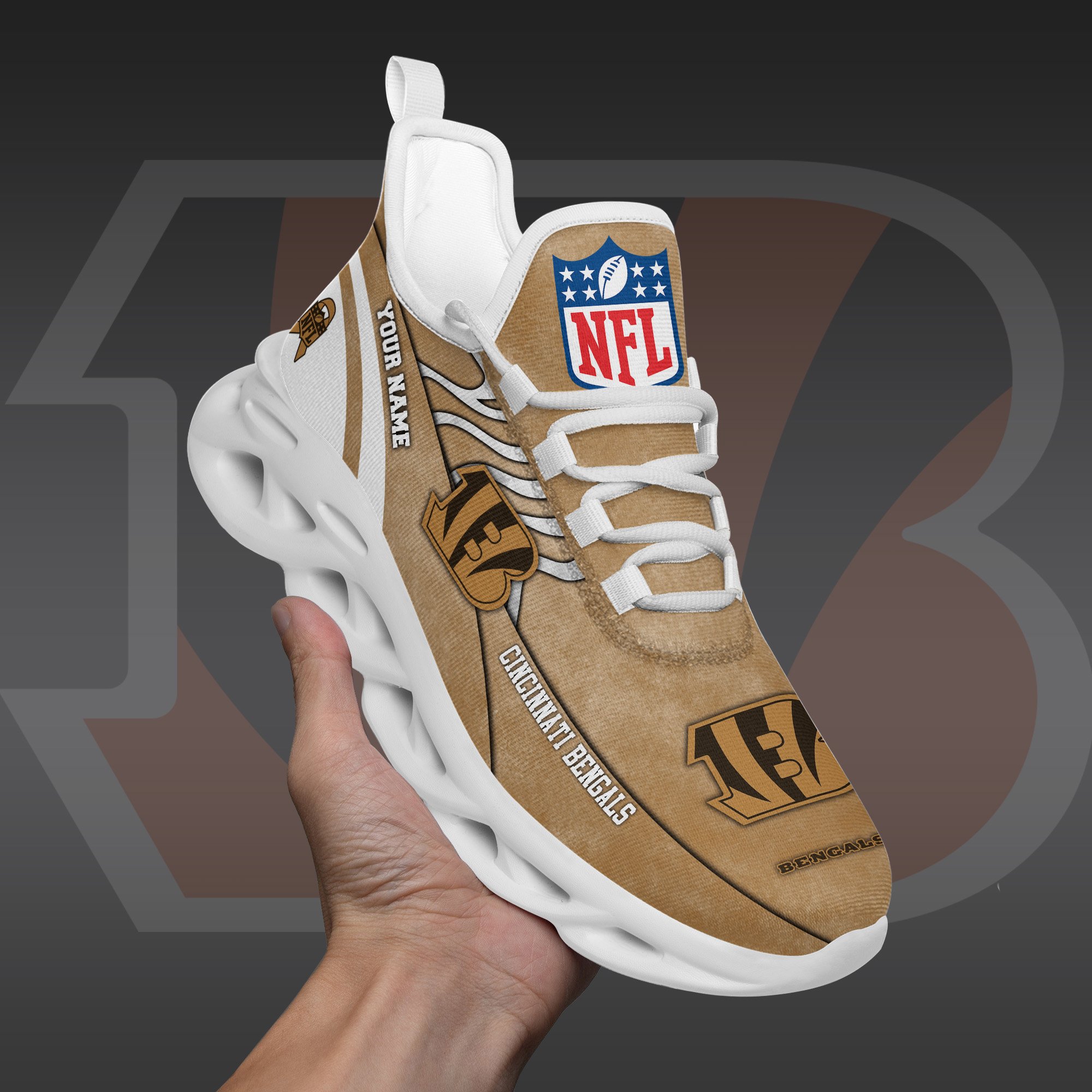 Cincinnati Bengals Black Max Soul Shoes 2025 Versions Custom Your Name And Number 264