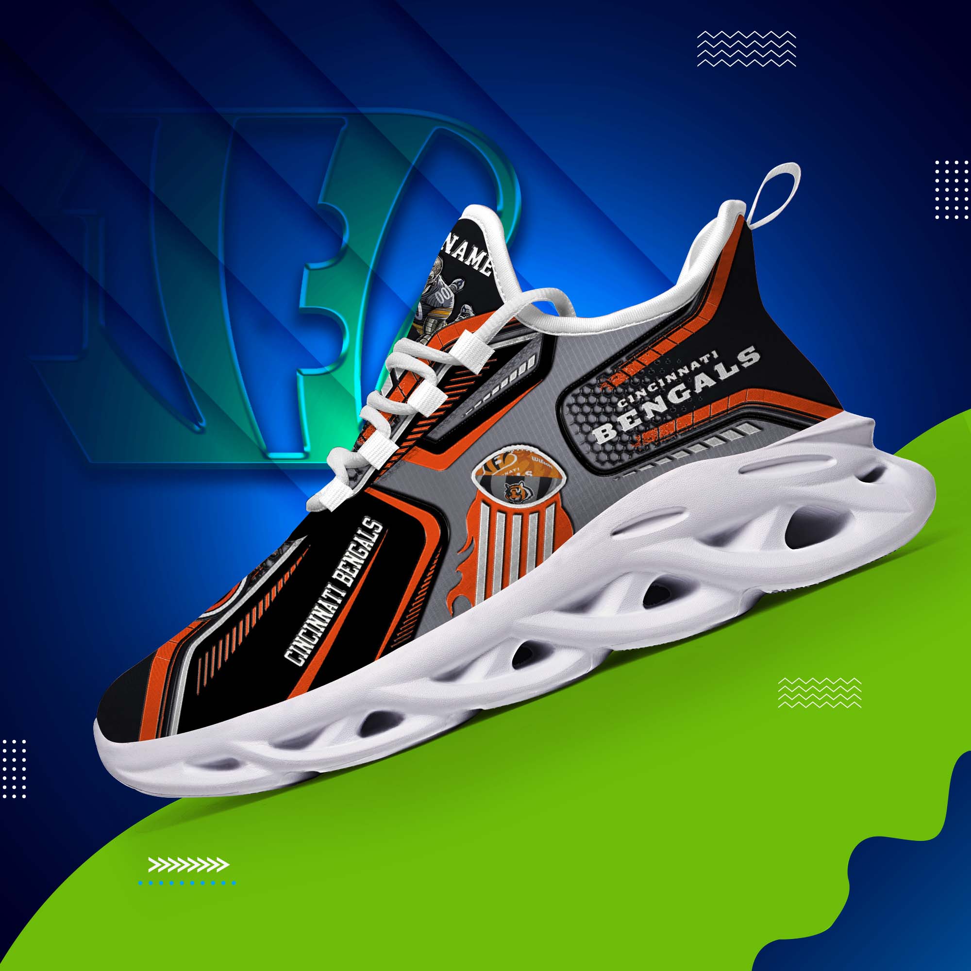 Cincinnati Bengals White C Sneakers 2025 Version Personalized Your Name, Sport Sneakers , Sport Gifts PH605