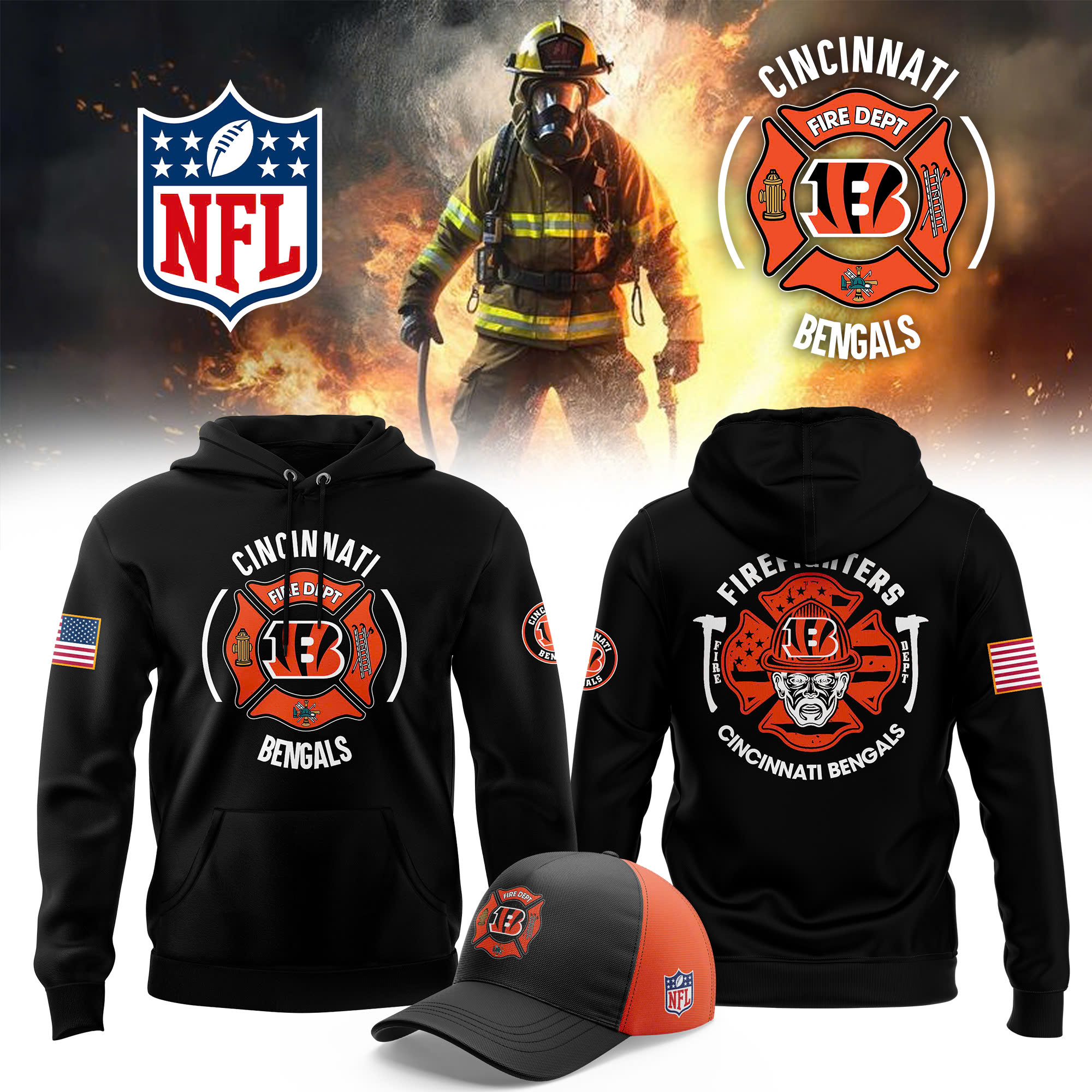 Cincinnati Bengals x Firefighter Appreciation Night Premium Pullover Hoodie 
