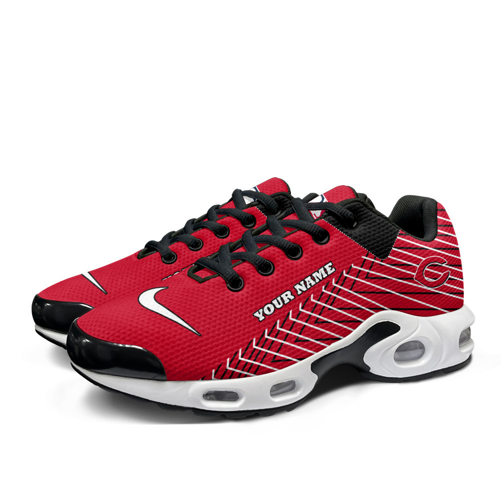 Cincinnati Reds Personalized Name Team Colors Jagged Lines TN Shoes Air Cushion Sneakers