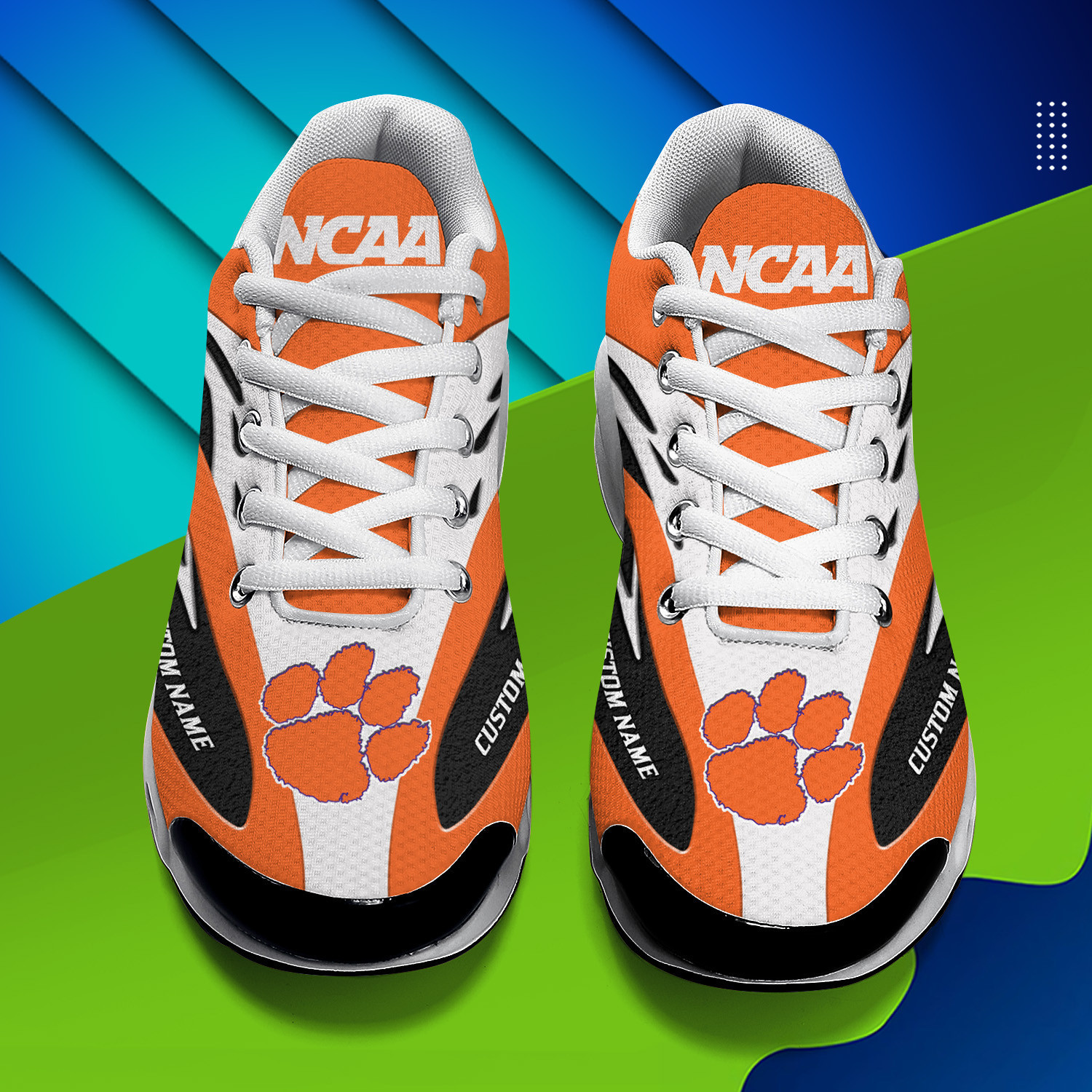 Clemson Tigers Personalized Name Team Logo Mix Colors Wave Line TN Shoes Air Cushion Sneakers