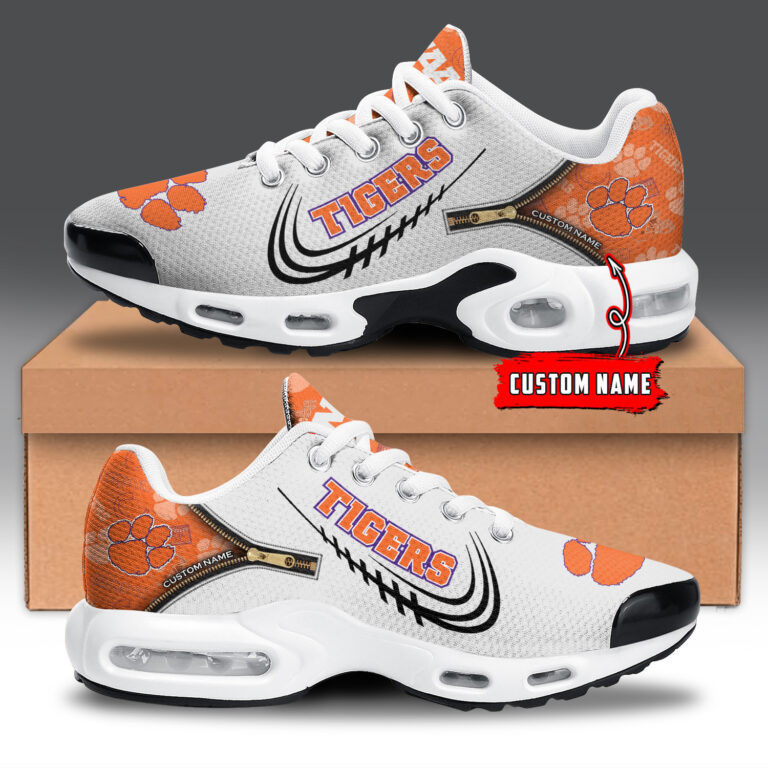 Clemson Tigers Personalized Name Team Logo Mix Colors Zipped Line TN Shoes Air Cushion Sneakers