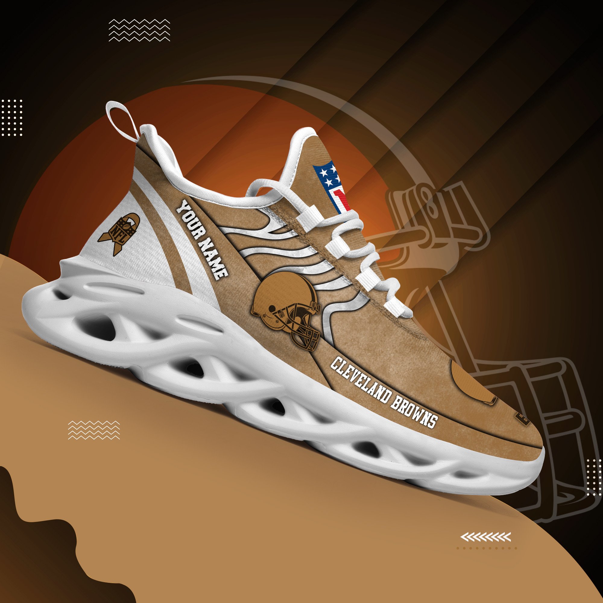 Cleveland Browns Black Max Soul Shoes 2025 Versions Custom Your Name And Number 264