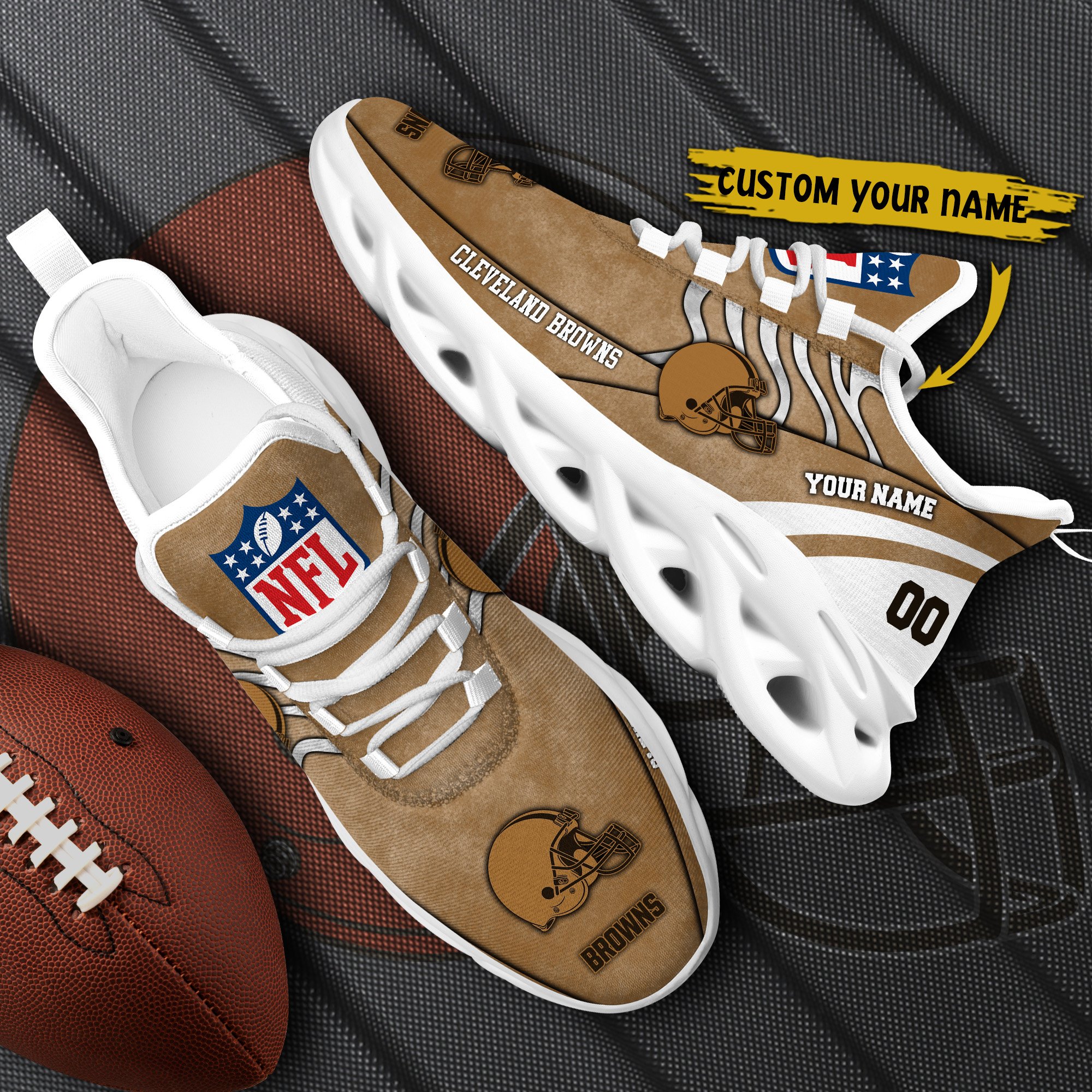 Cleveland Browns Black Max Soul Shoes 2025 Versions Custom Your Name And Number 264