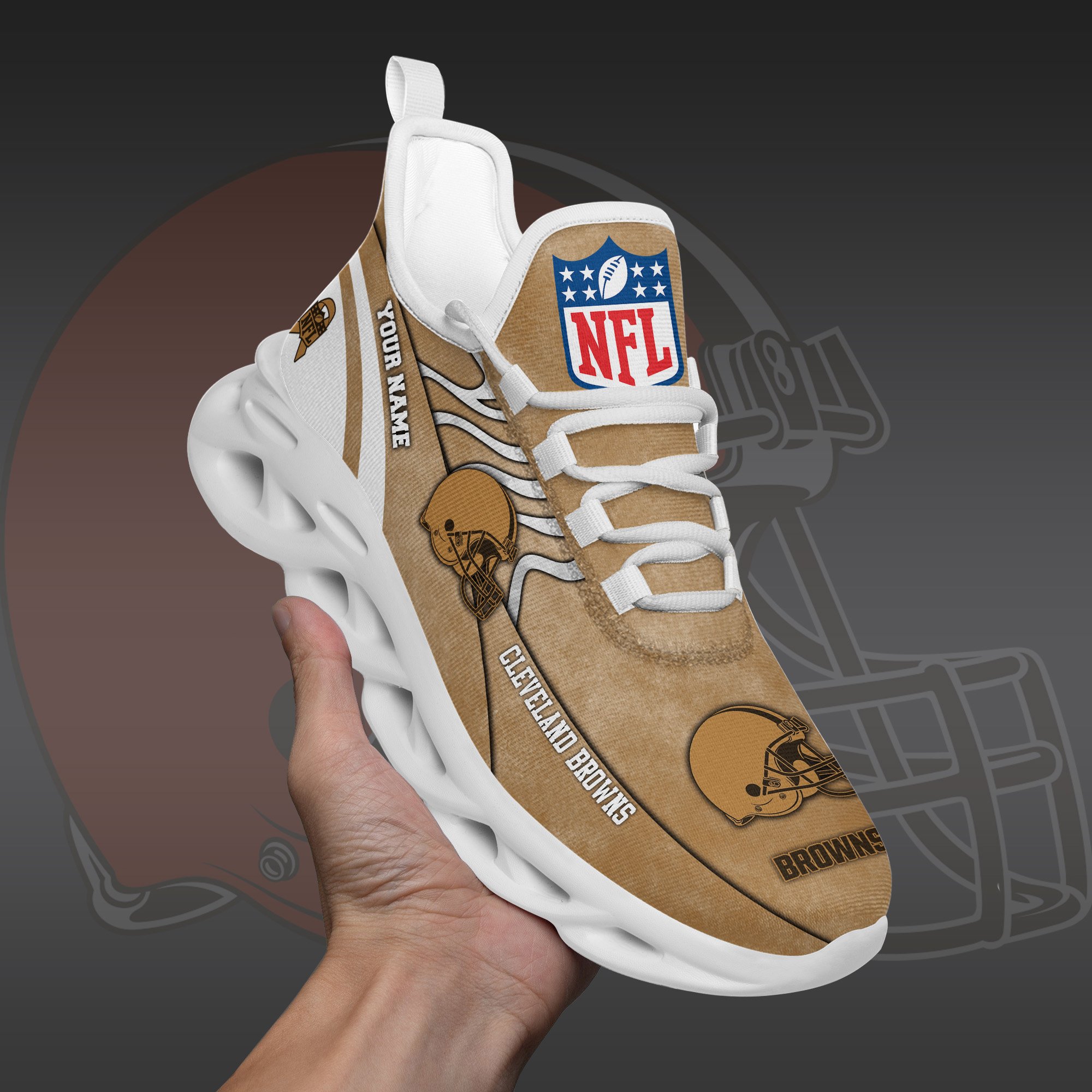 Cleveland Browns Black Max Soul Shoes 2025 Versions Custom Your Name And Number 264