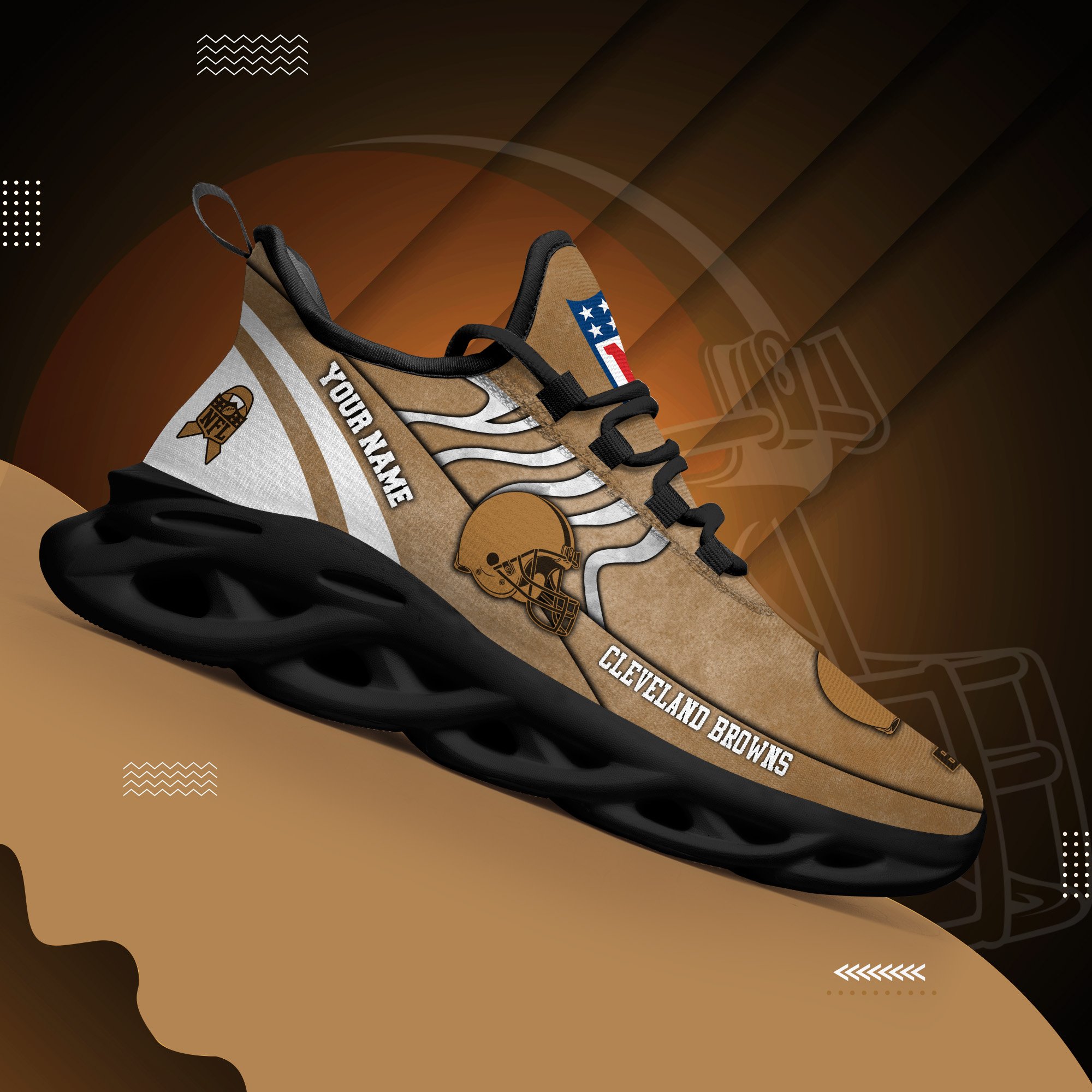 Cleveland Browns Black Max Soul Shoes 2025 Versions Custom Your Name And Number 264
