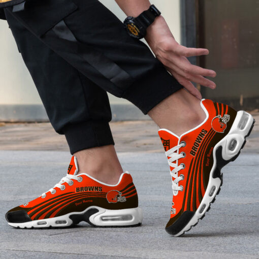 Cleveland Browns Personalized Name Team Colors Wave Lines TN Air Max Shoes Air Cushion Sneakers
