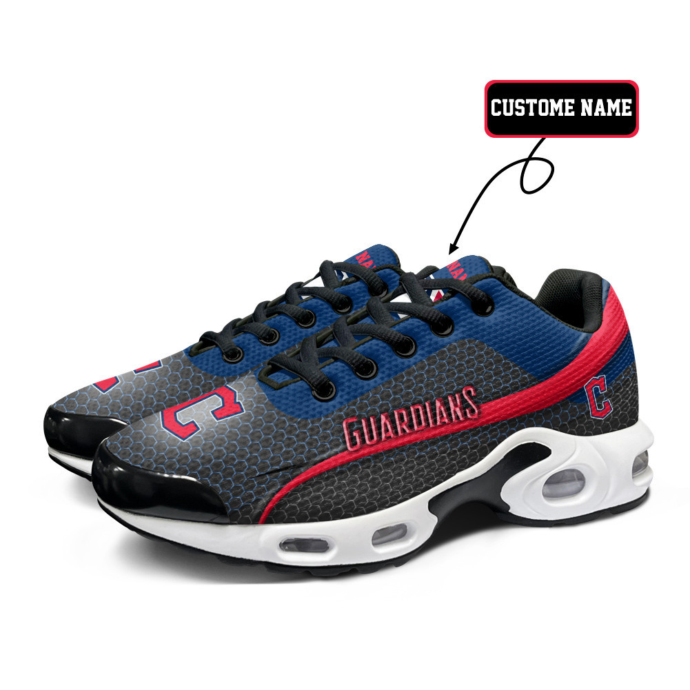 Cleveland Guardians Personalized Name Team Colors Wave Line Beehive Pattern TN Air Max Shoes Air Cushion Sneakers