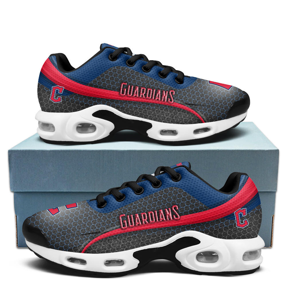 Cleveland Guardians Personalized Name Team Colors Wave Line Beehive Pattern TN Air Max Shoes Air Cushion Sneakers