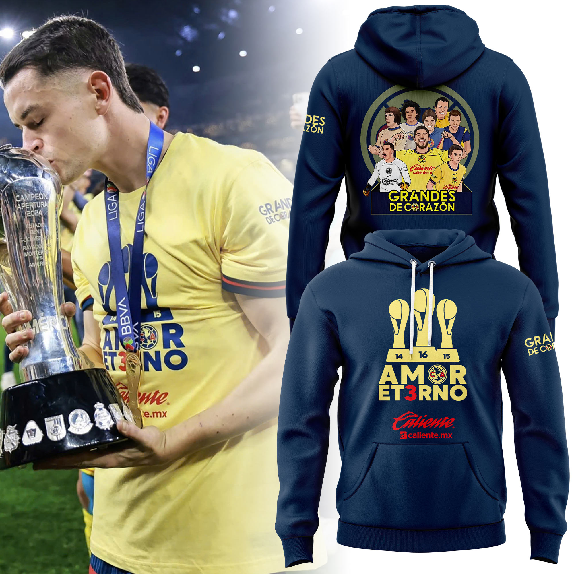 Club Am&Atilde;&fnof;&Acirc;&copy;rica Liga MX Champions Hoodie V2 