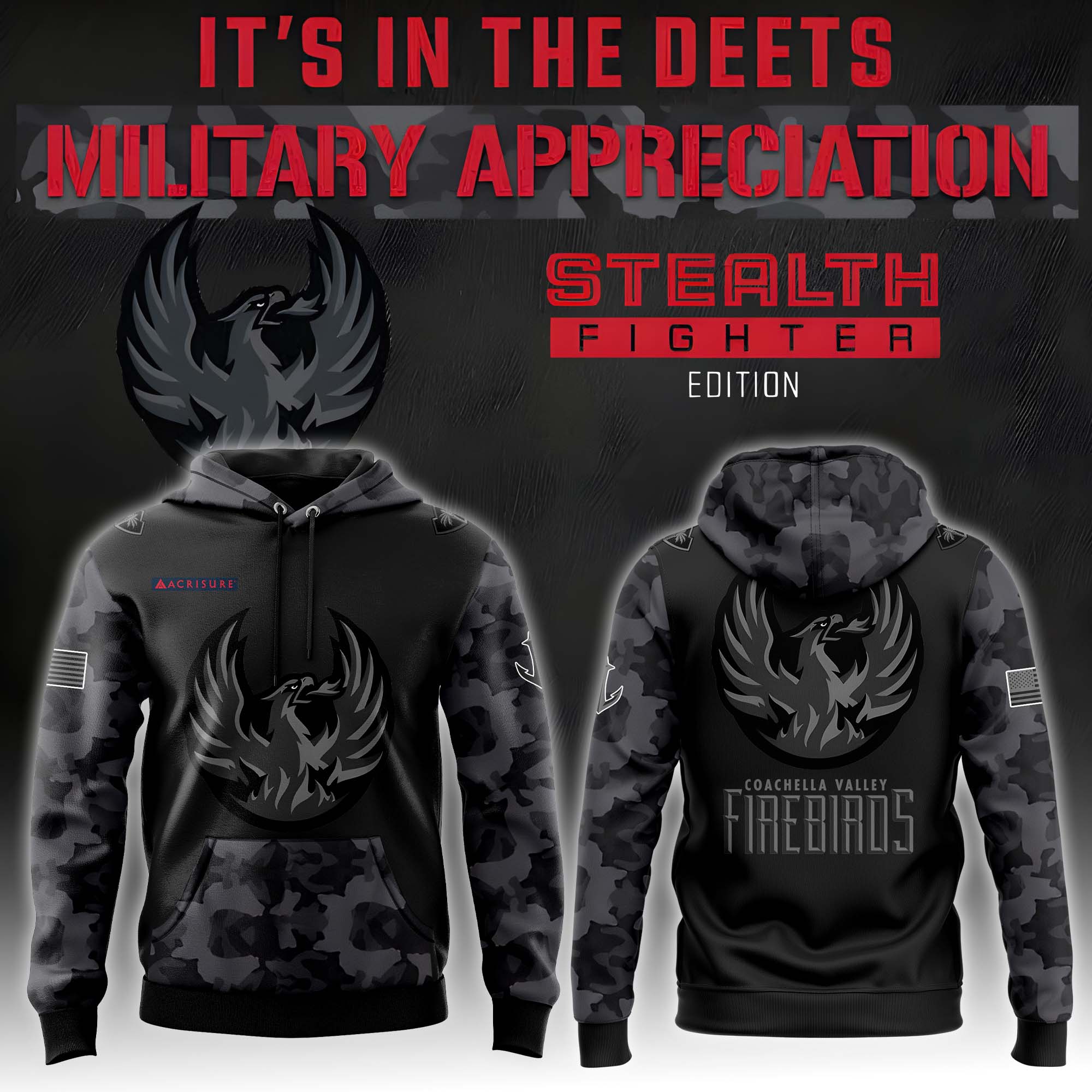 Coachella Valley Firebirds Stealth Fighter Military Hoodie 