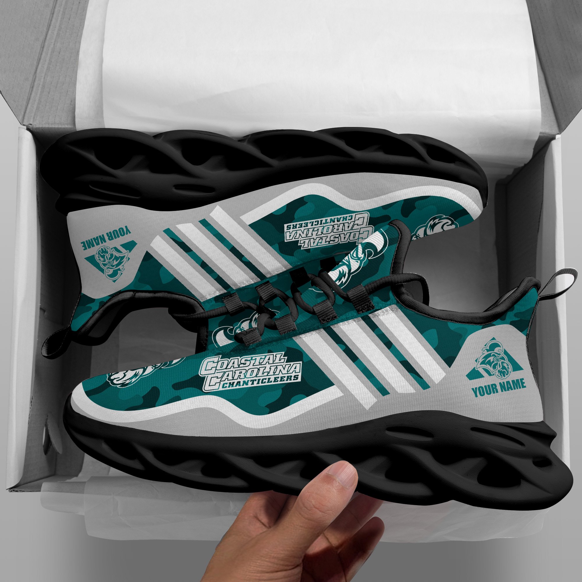 Coastal Carolina Chanticleers Black Max Soul Shoes 2025 Versions Custom Name 466