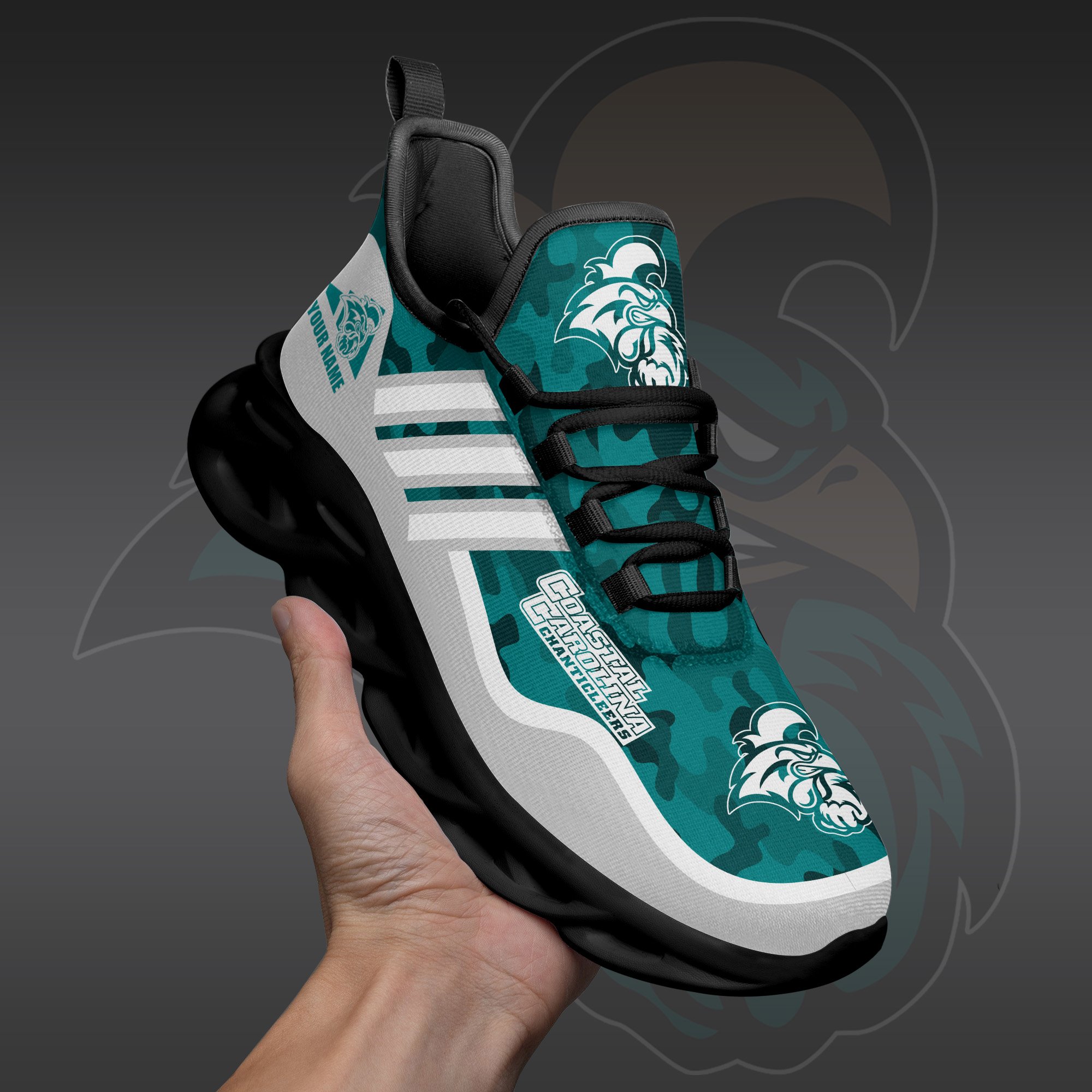 Coastal Carolina Chanticleers Black Max Soul Shoes 2025 Versions Custom Name 466