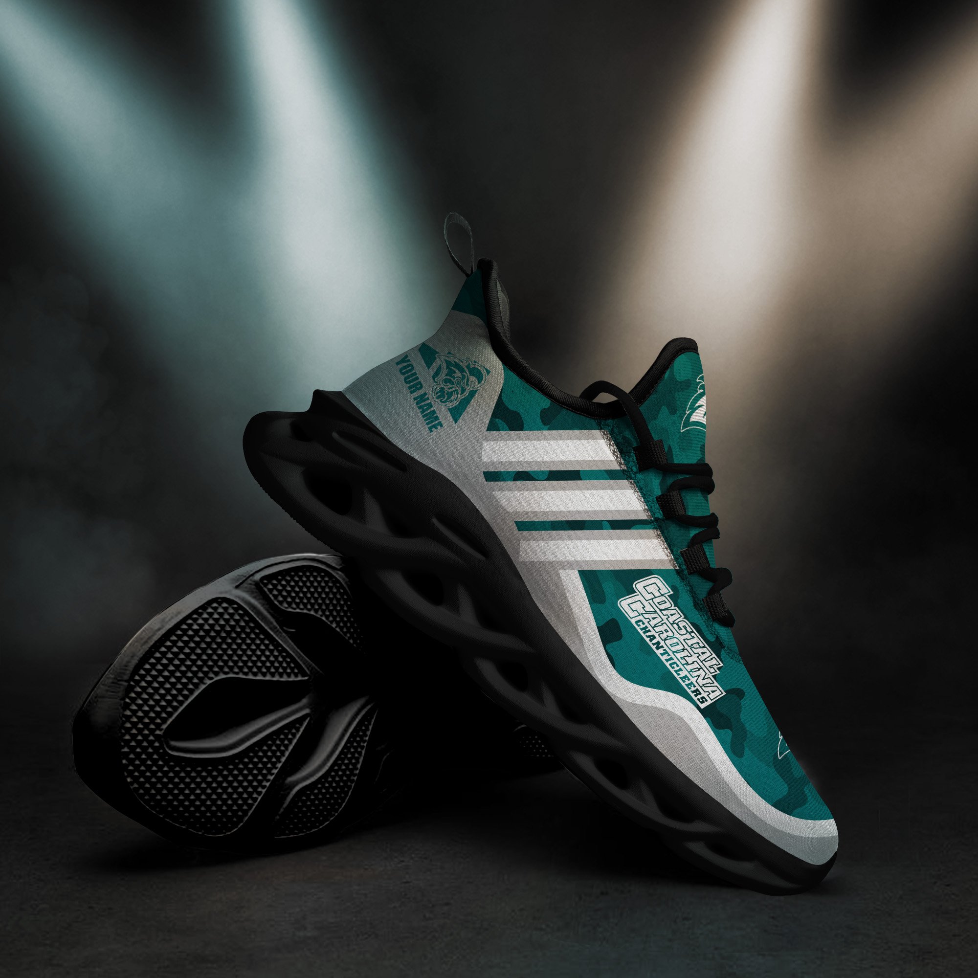 Coastal Carolina Chanticleers Black Max Soul Shoes 2025 Versions Custom Name 466