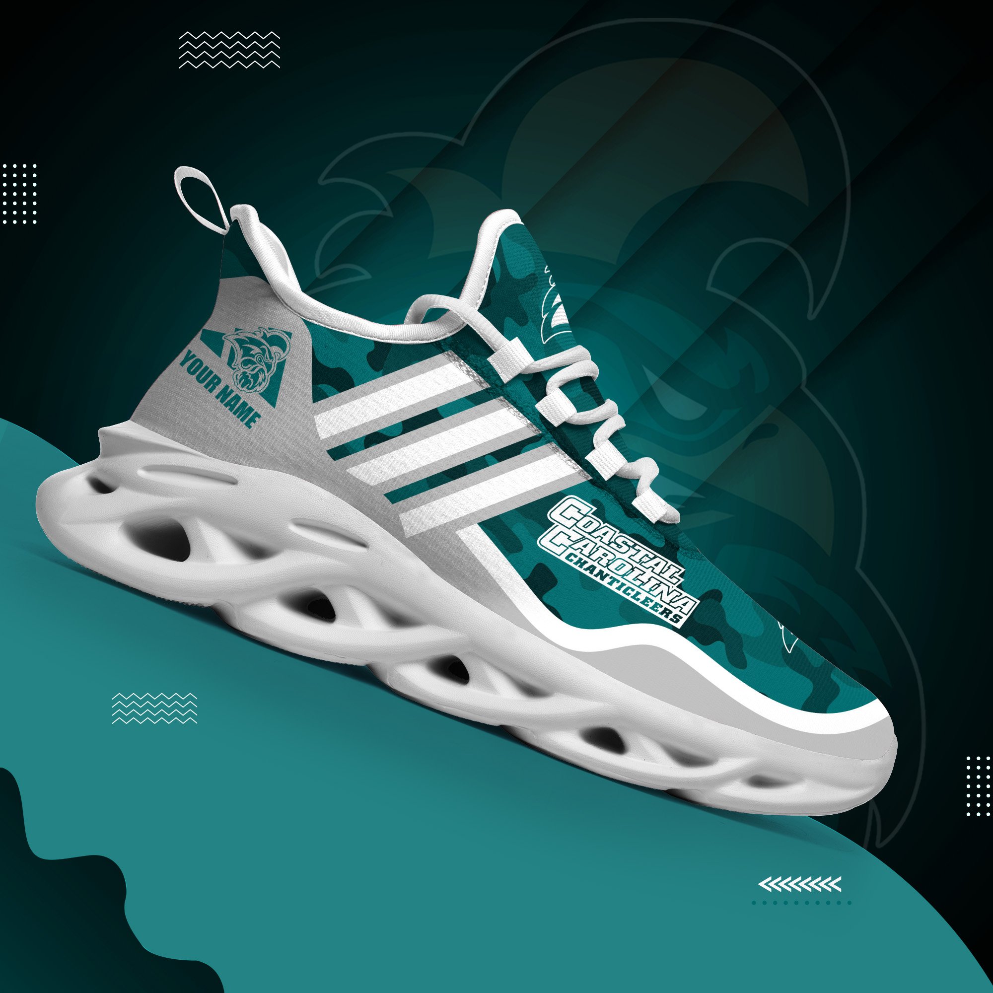 Coastal Carolina Chanticleers Black Max Soul Shoes 2025 Versions Custom Name 466
