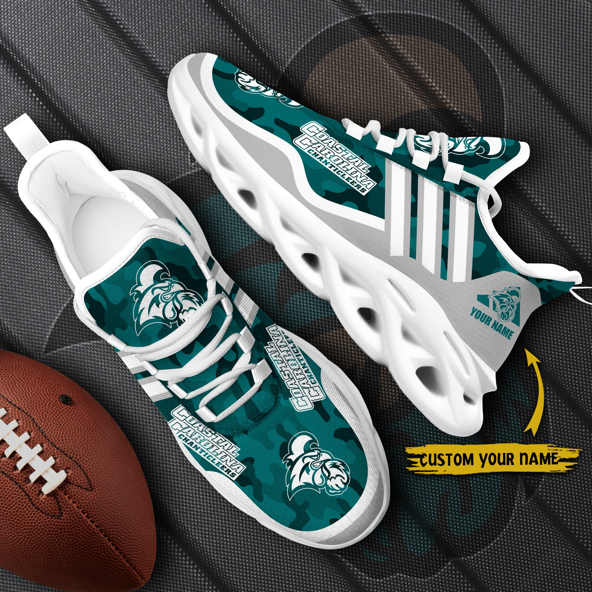 Coastal Carolina Chanticleers Black Max Soul Shoes 2025 Versions Custom Name 466