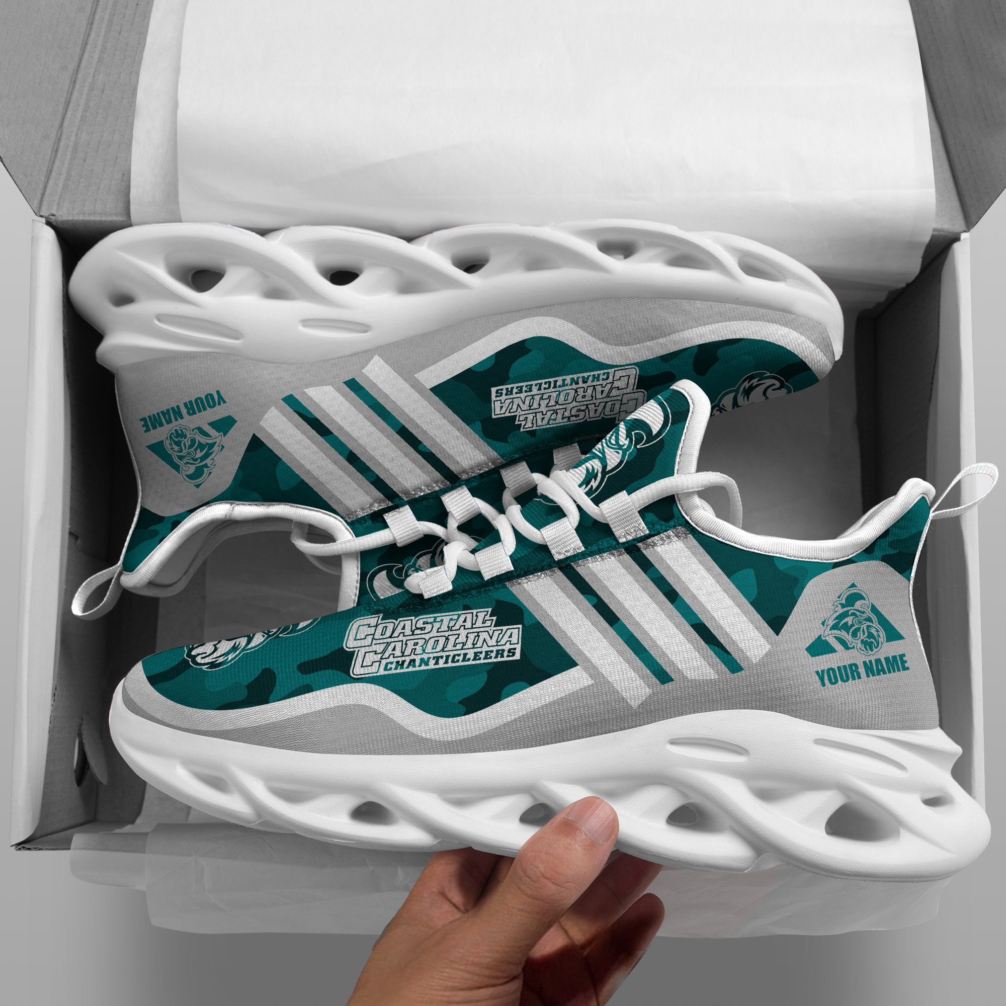 Coastal Carolina Chanticleers Black Max Soul Shoes 2025 Versions Custom Name 466