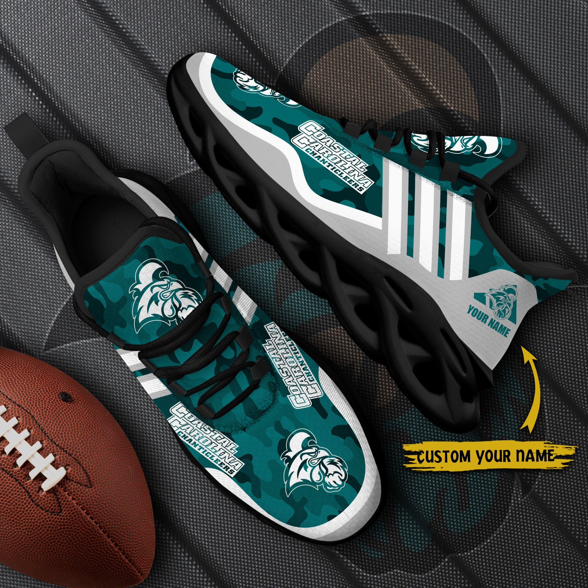 Coastal Carolina Chanticleers Black Max Soul Shoes 2025 Versions Custom Name 466
