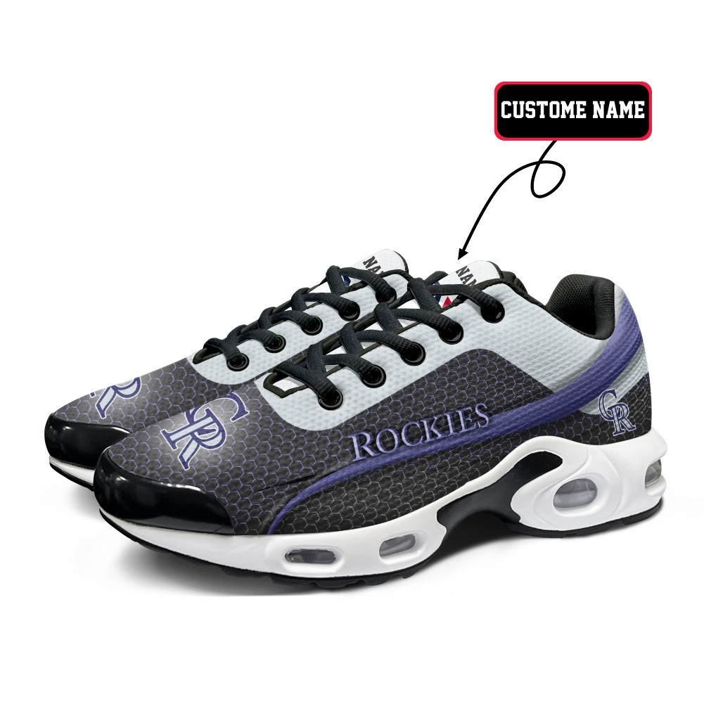 Colorado Rockies Personalized Name Team Colors Wave Line Beehive Pattern TN Air Max Shoes Air Cushion Sneakers