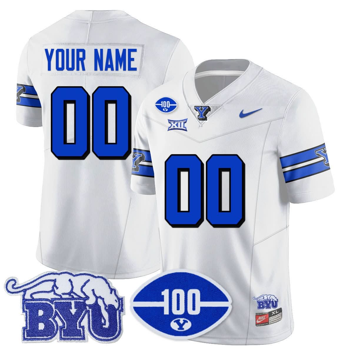 Custom BYU Football 100th Season 2024 Uniform