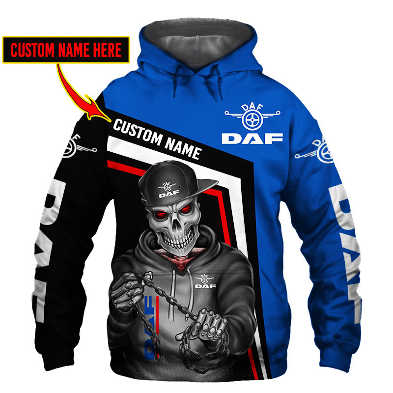 DAF Skull Tshirt, sweatshirt, Polo, Hawaiian, Hoodie 3D Apparel Full Printing Custom Name 