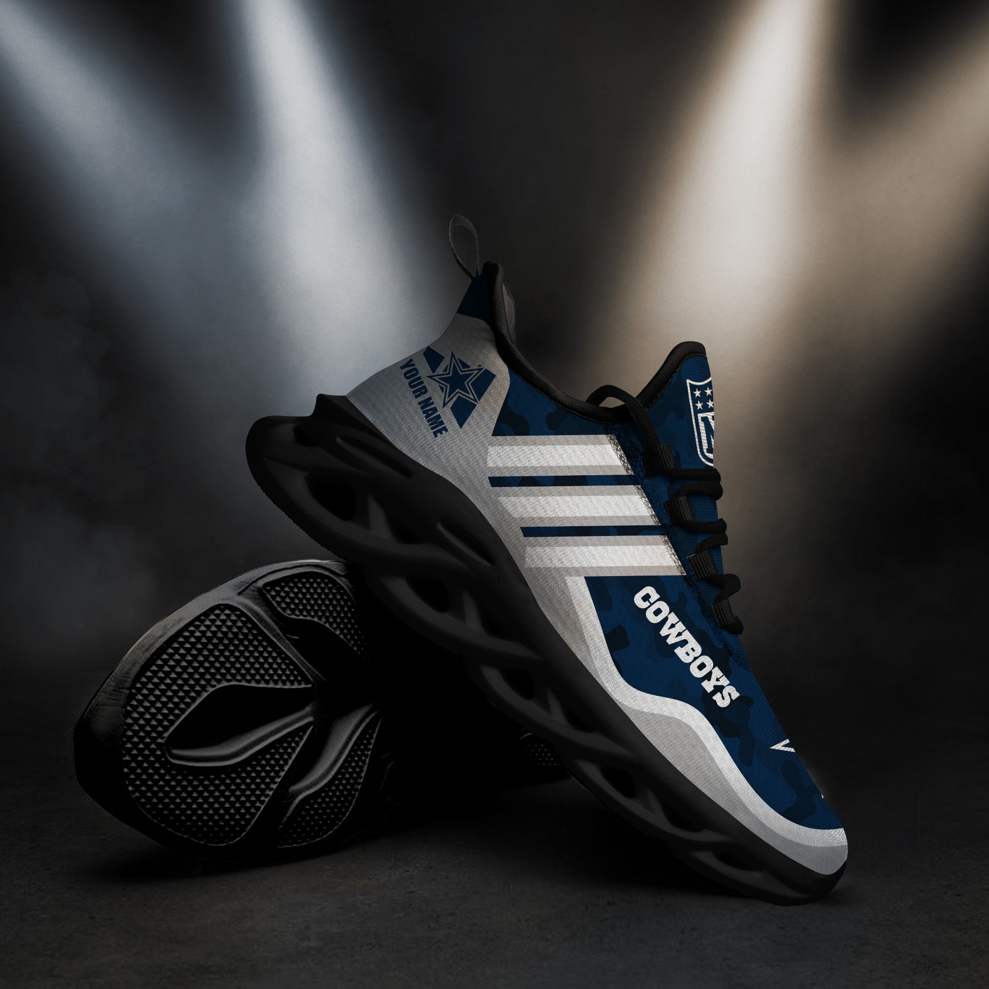 Dallas Cowboys Black Max Soul Shoes 2025 Versions Custom Name 430