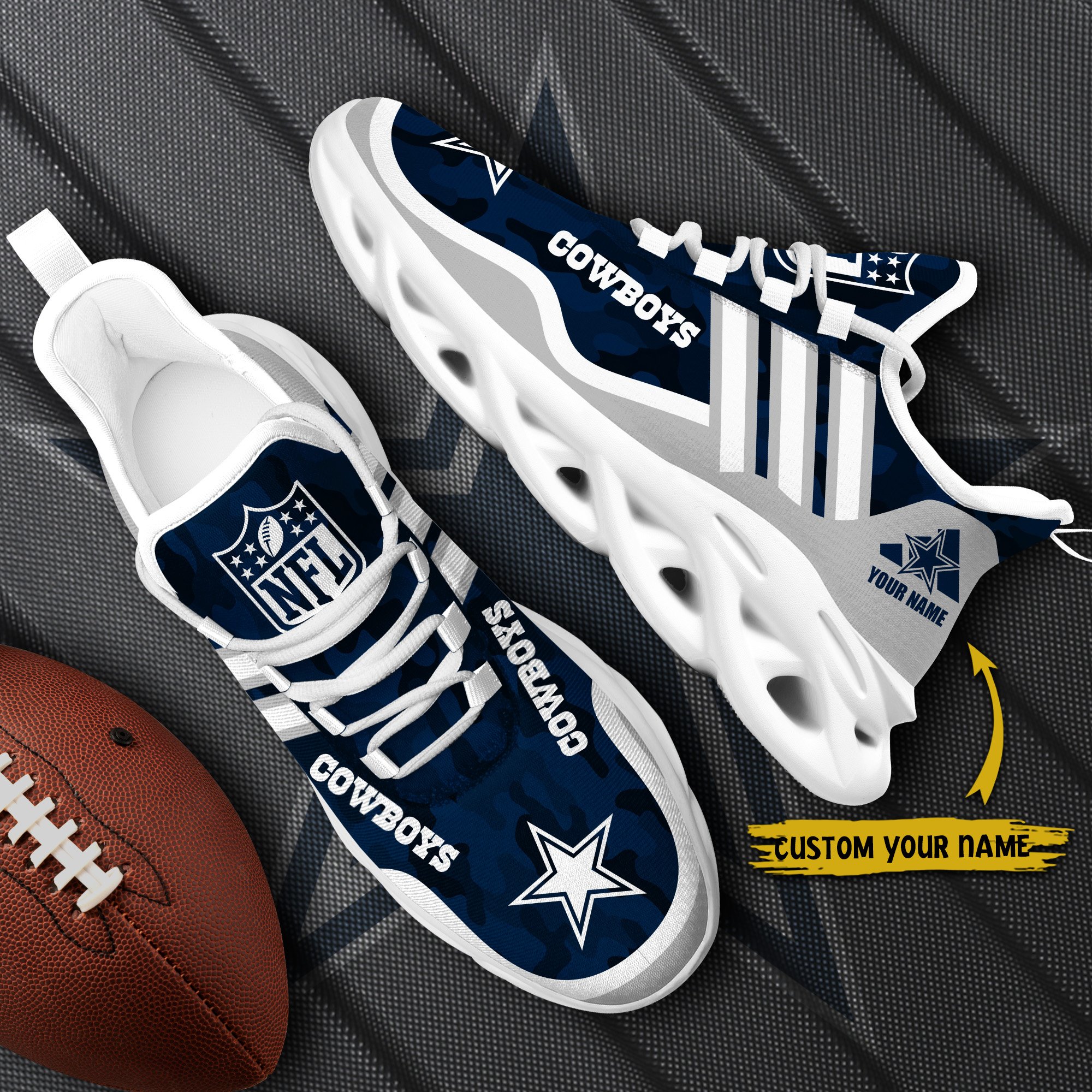 Dallas Cowboys Black Max Soul Shoes 2025 Versions Custom Name 430