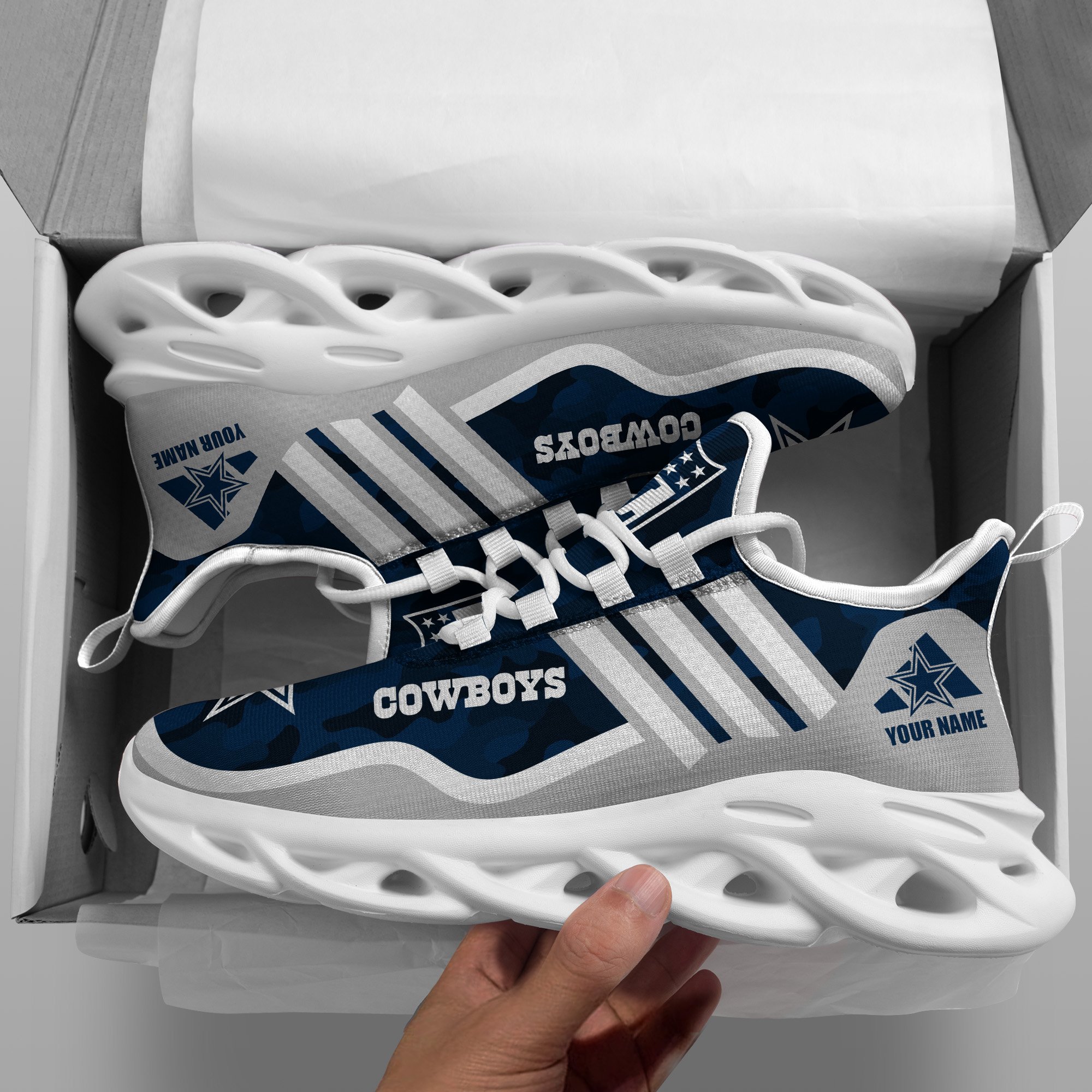 Dallas Cowboys Black Max Soul Shoes 2025 Versions Custom Name 430