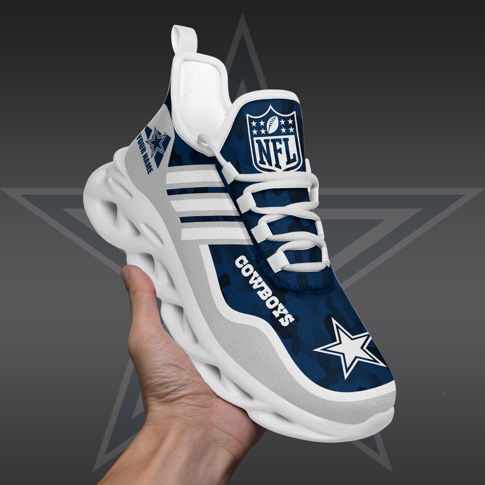Dallas Cowboys Black Max Soul Shoes 2025 Versions Custom Name 430