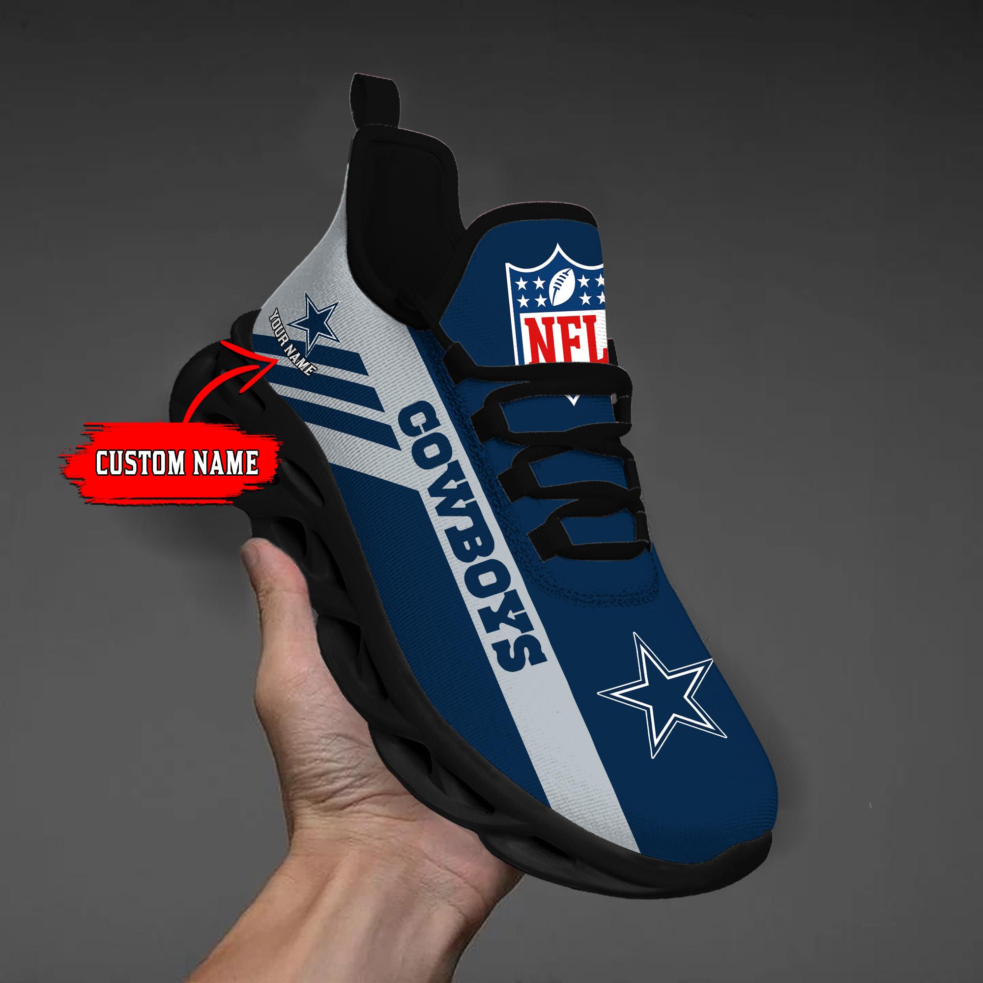 Dallas Cowboys Black Max Soul Shoes 2025 Versions Custom Name 635