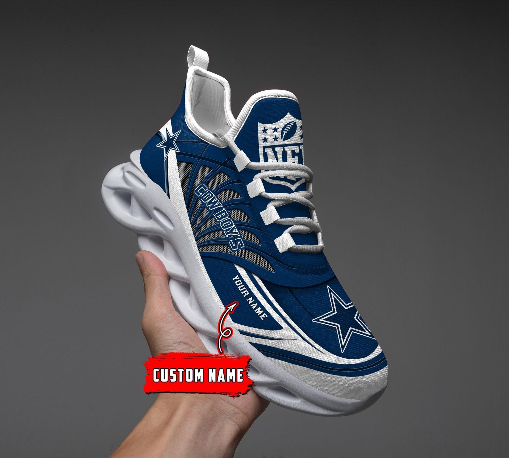 Dallas Cowboys Black Max Soul Shoes 2025 Versions Custom Name 637