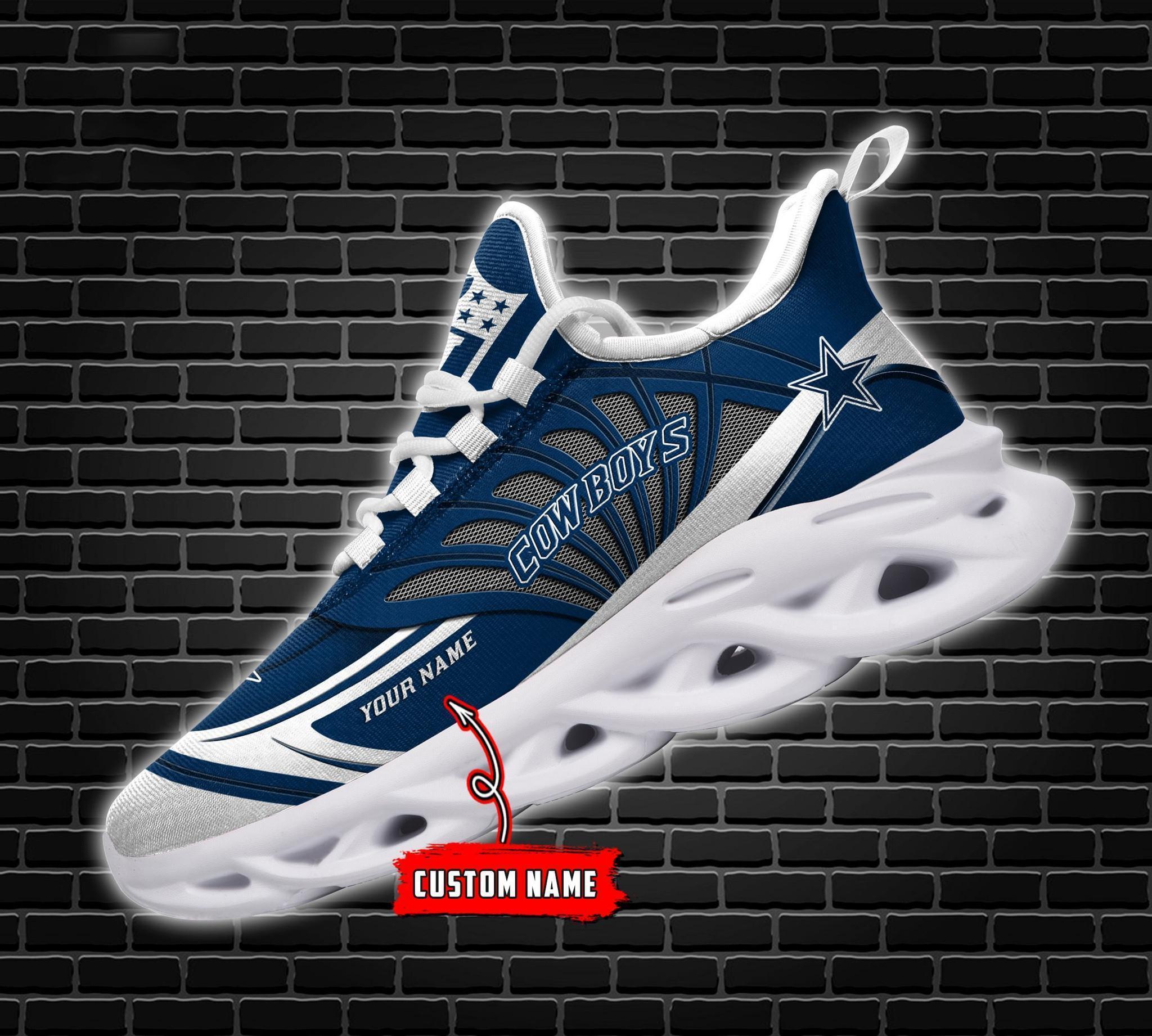 Dallas Cowboys Black Max Soul Shoes 2025 Versions Custom Name 637