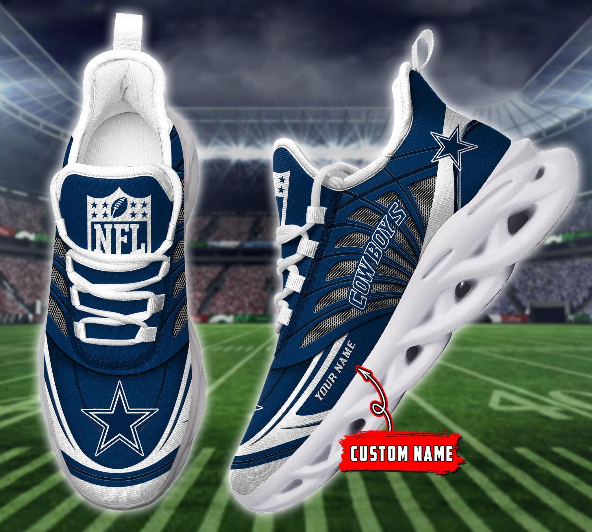 Dallas Cowboys Black Max Soul Shoes 2025 Versions Custom Name 637
