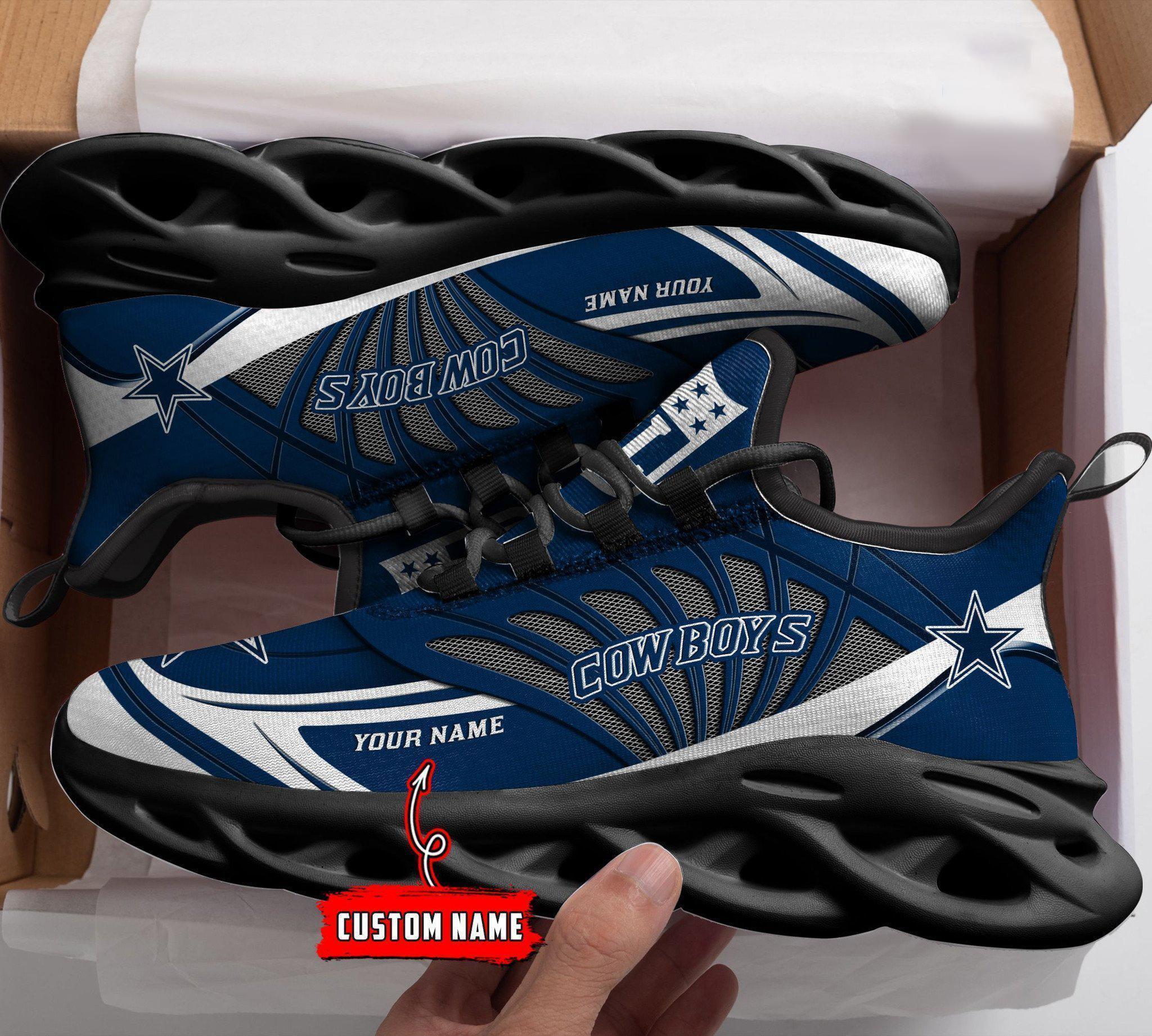 Dallas Cowboys Black Max Soul Shoes 2025 Versions Custom Name 637