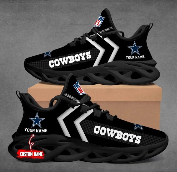 Dallas Cowboys Black Max Soul Shoes 2025 Versions Custom Name 638