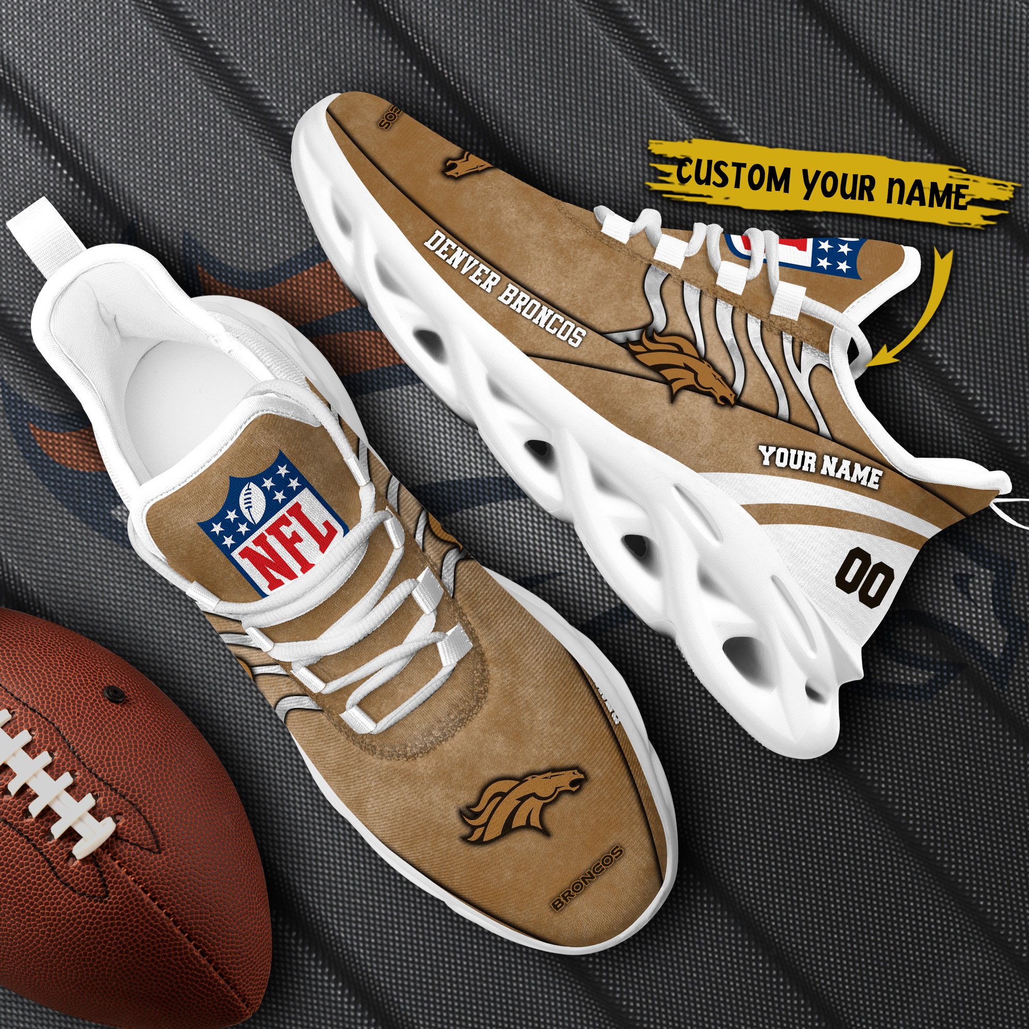 Denver Broncos Black Max Soul Shoes 2025 Versions Custom Your Name And Number 264